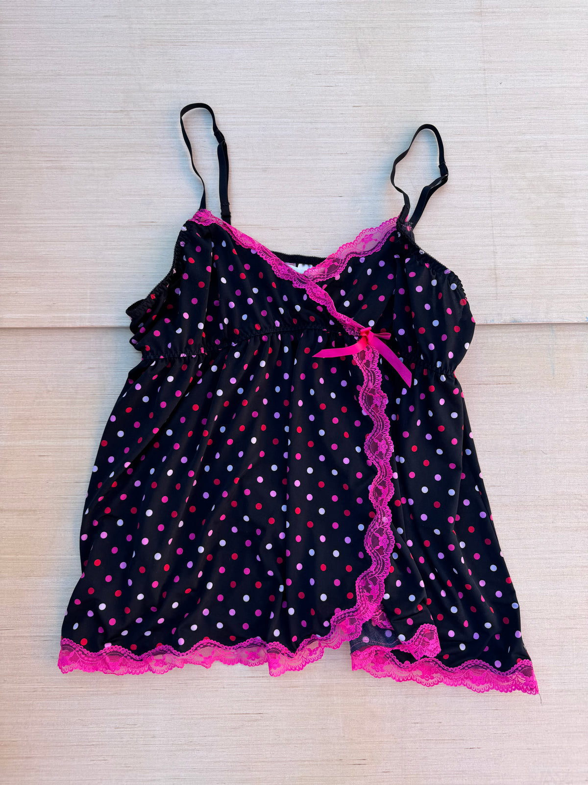 black pink cacique polka dot slip, 18/20