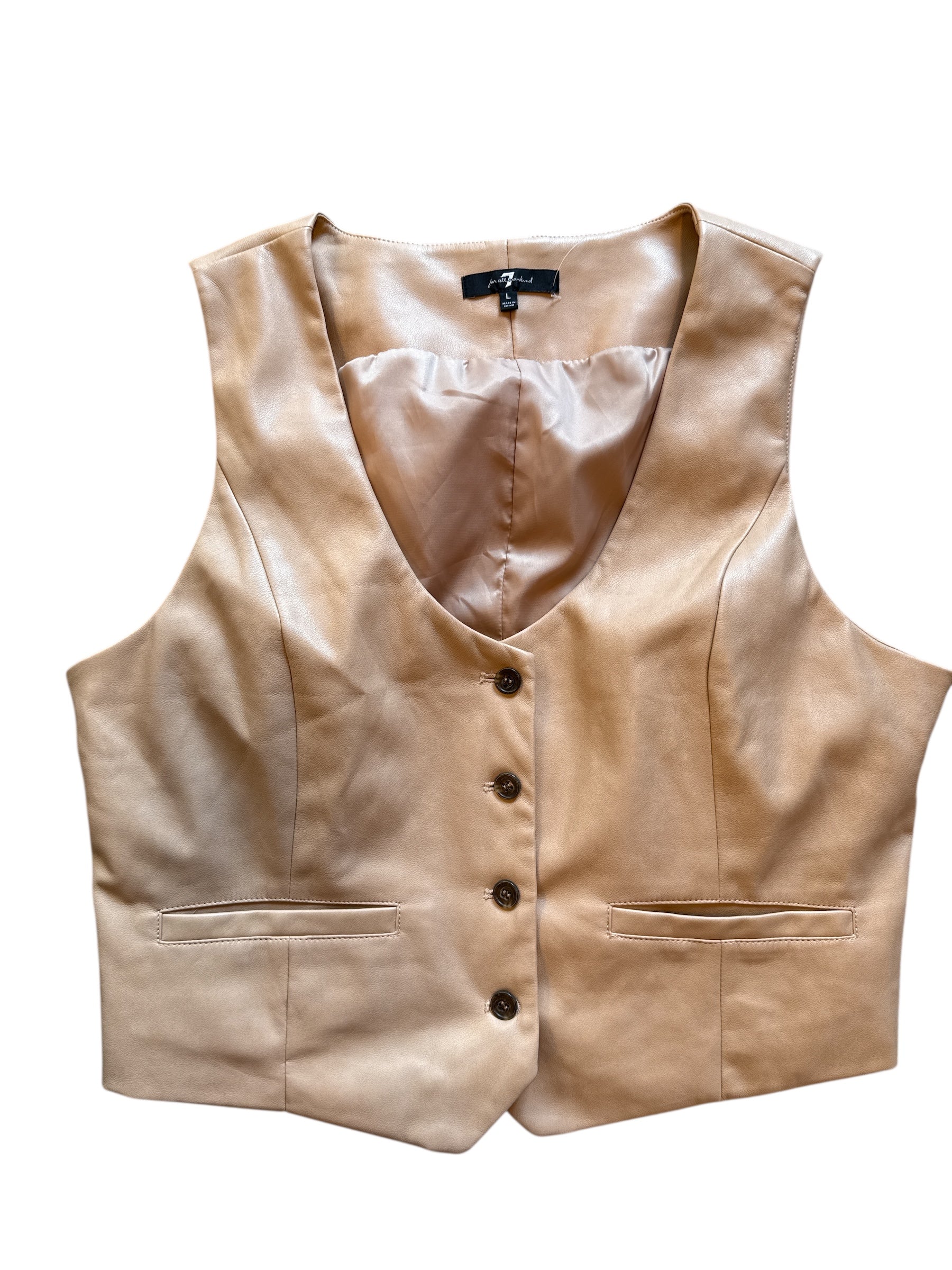 camel tan 7 for all mankind pleather vest, L