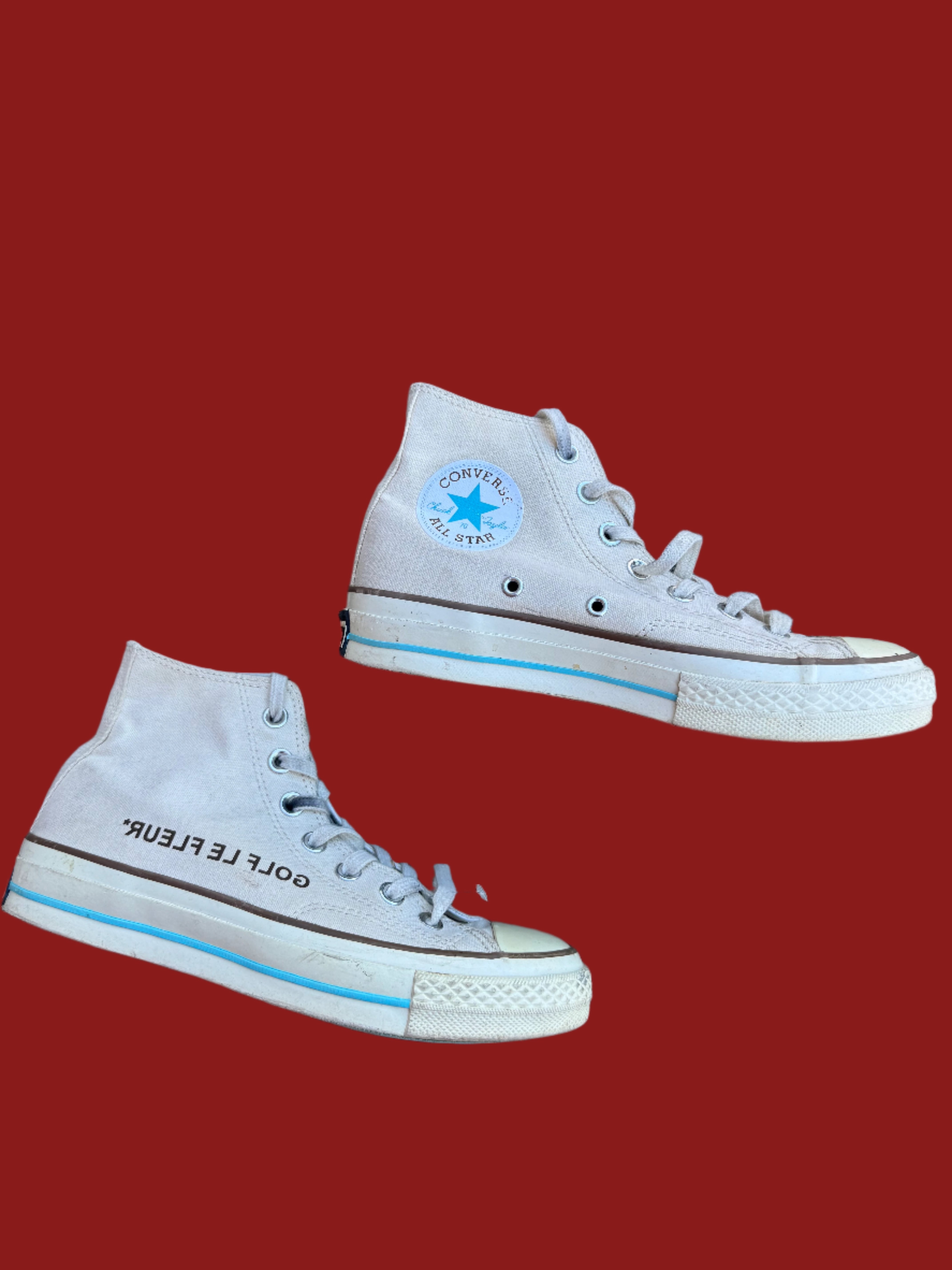 Cream Converse x golf le fleur High tops, 6.5 womens