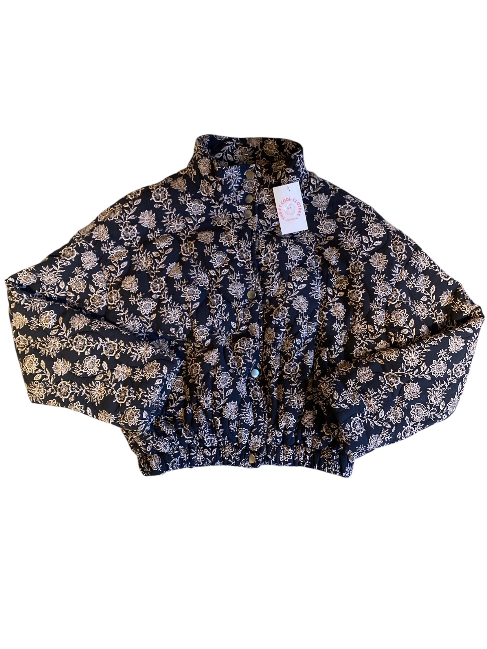 black girl tribe floral quilted jacket, L