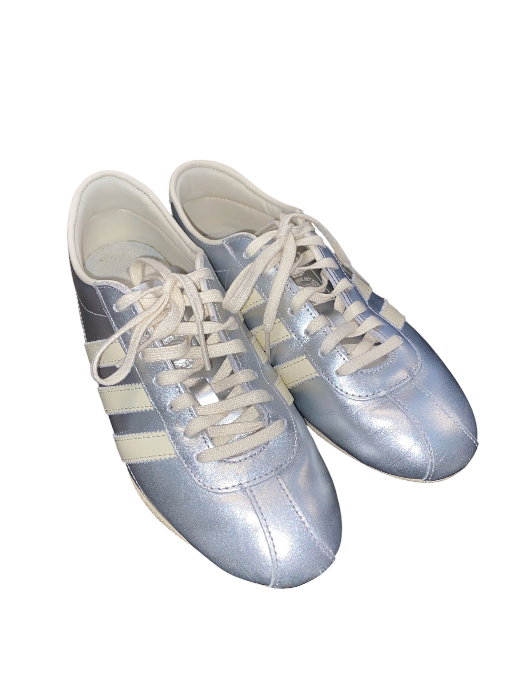 Silver Adidas Tokyo sneakers, 9.5