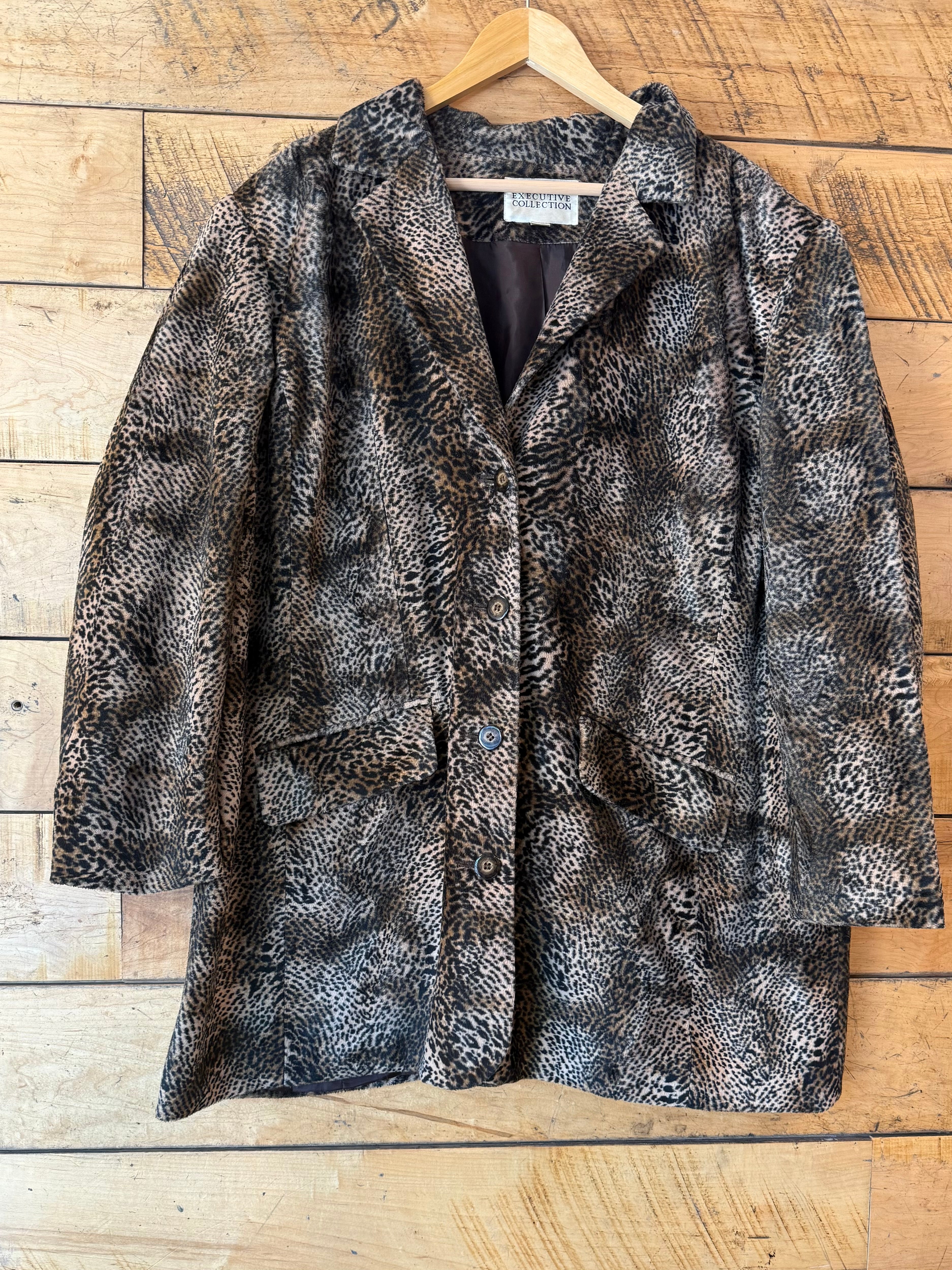 Brown Executive collection Animal print thick jacket, 24w