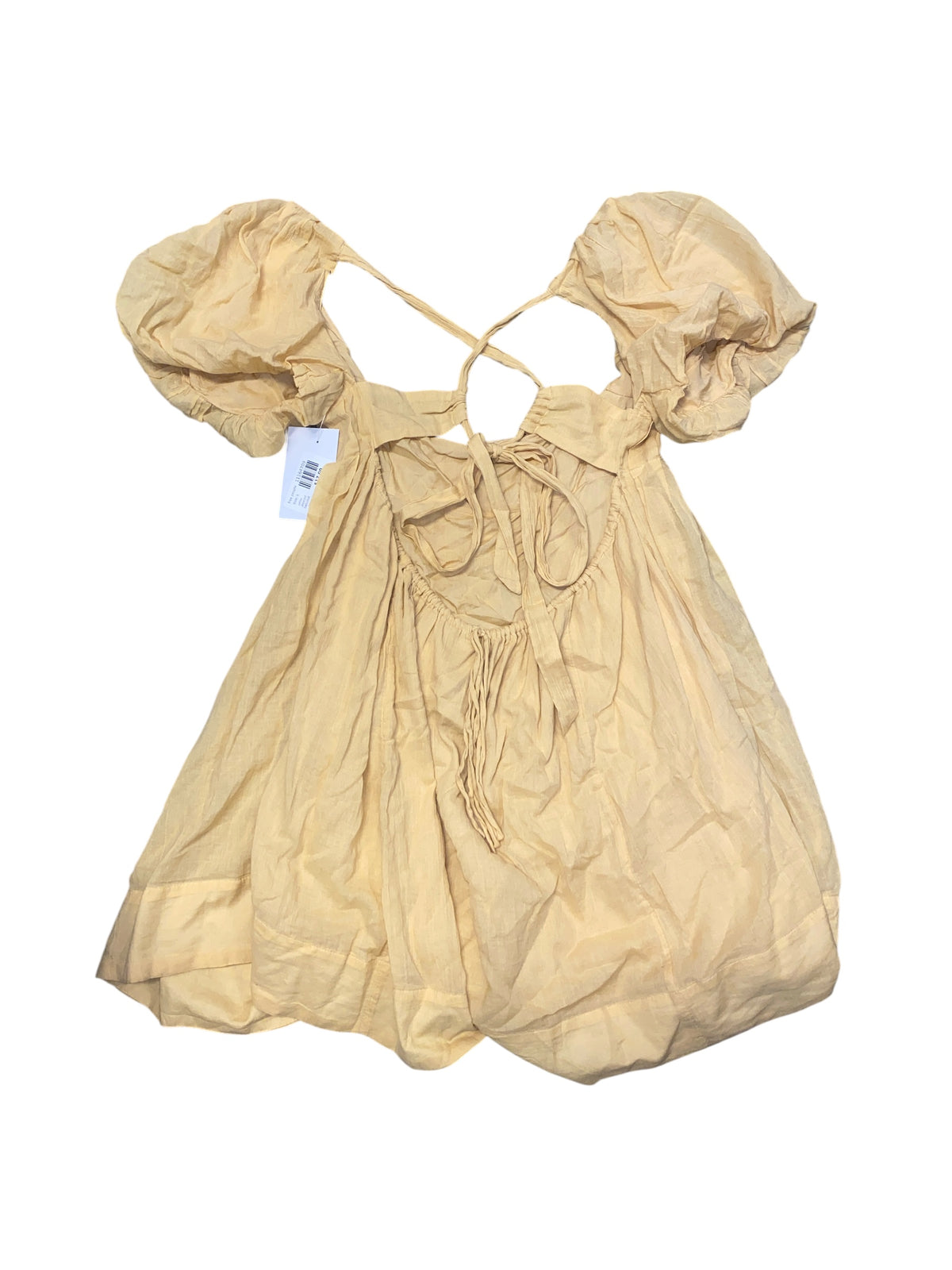 yellow free people pleated babydoll dress, s