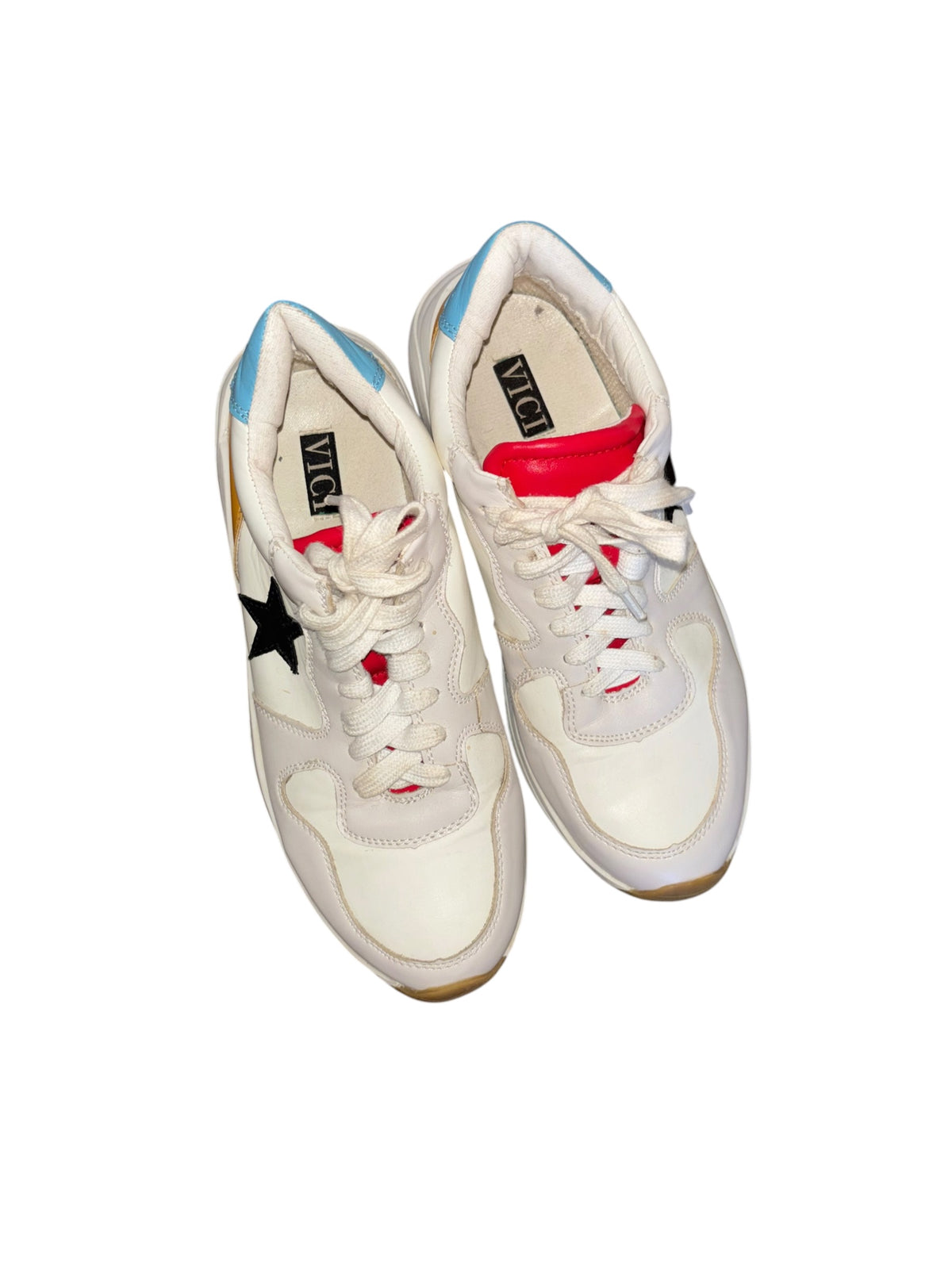 white blue red vici sneakers, 7.5
