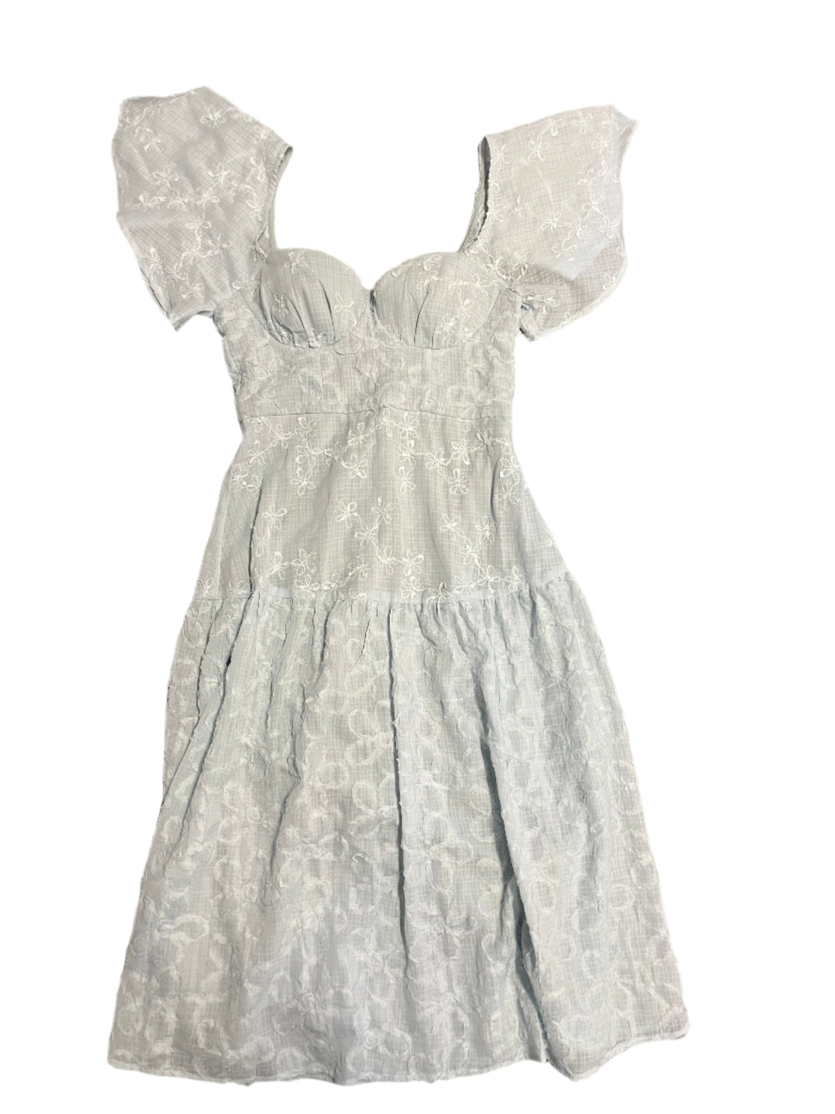 blue lulus nwt embroider flower dress, s