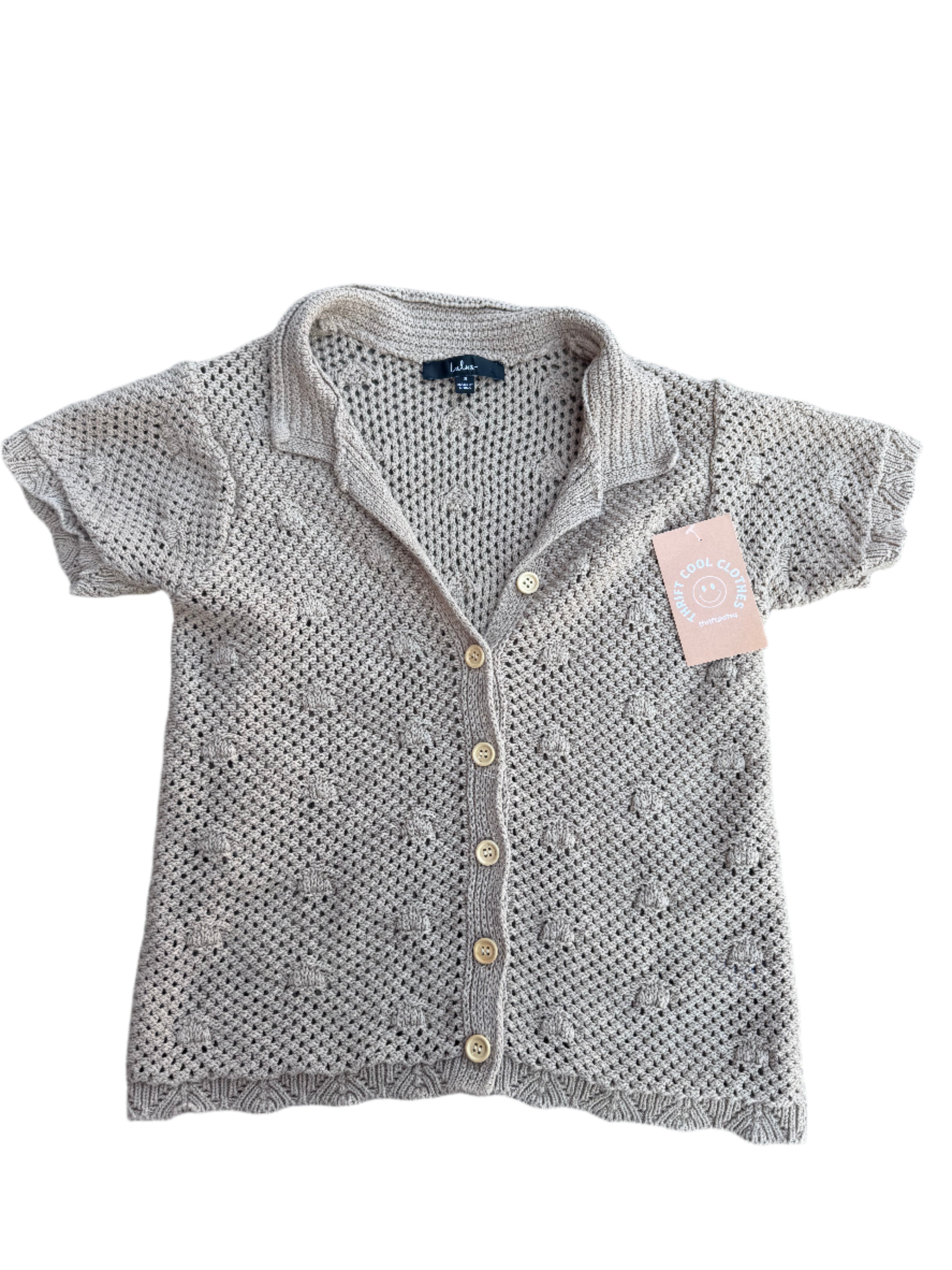 Tan Lulus Short sleeve crochet swearer, s