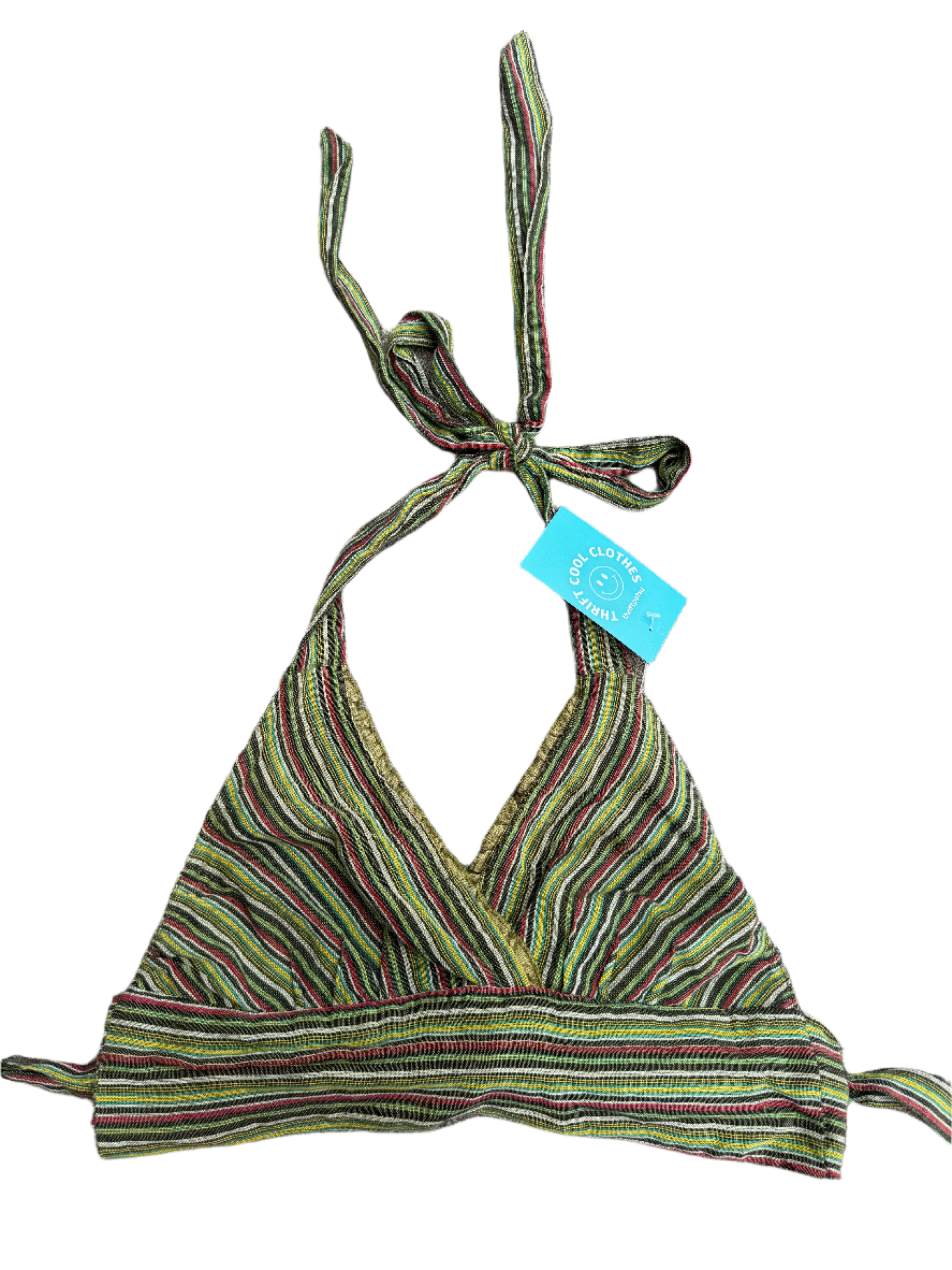Green Stripe halter top, S