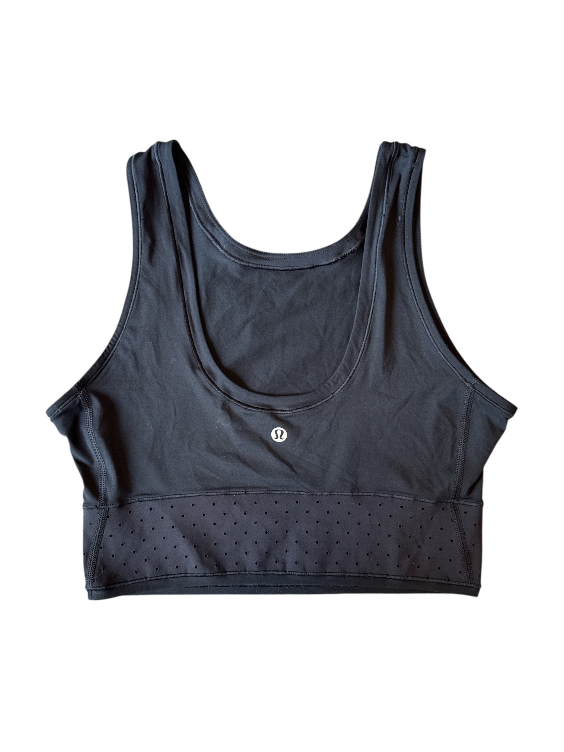 black lululemon low back cropped tank top, S