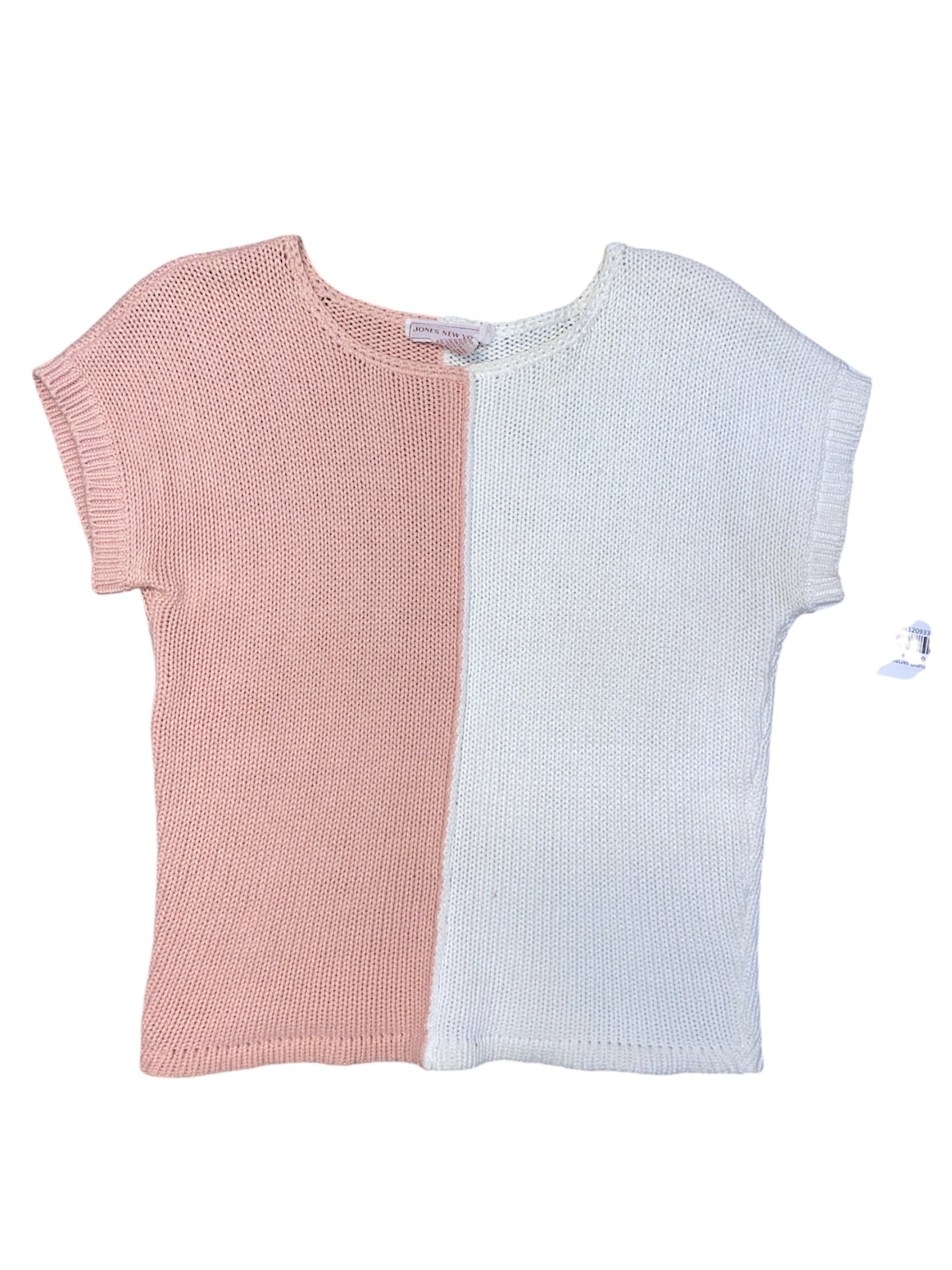 cream pink jones new york two tone knit ss, s