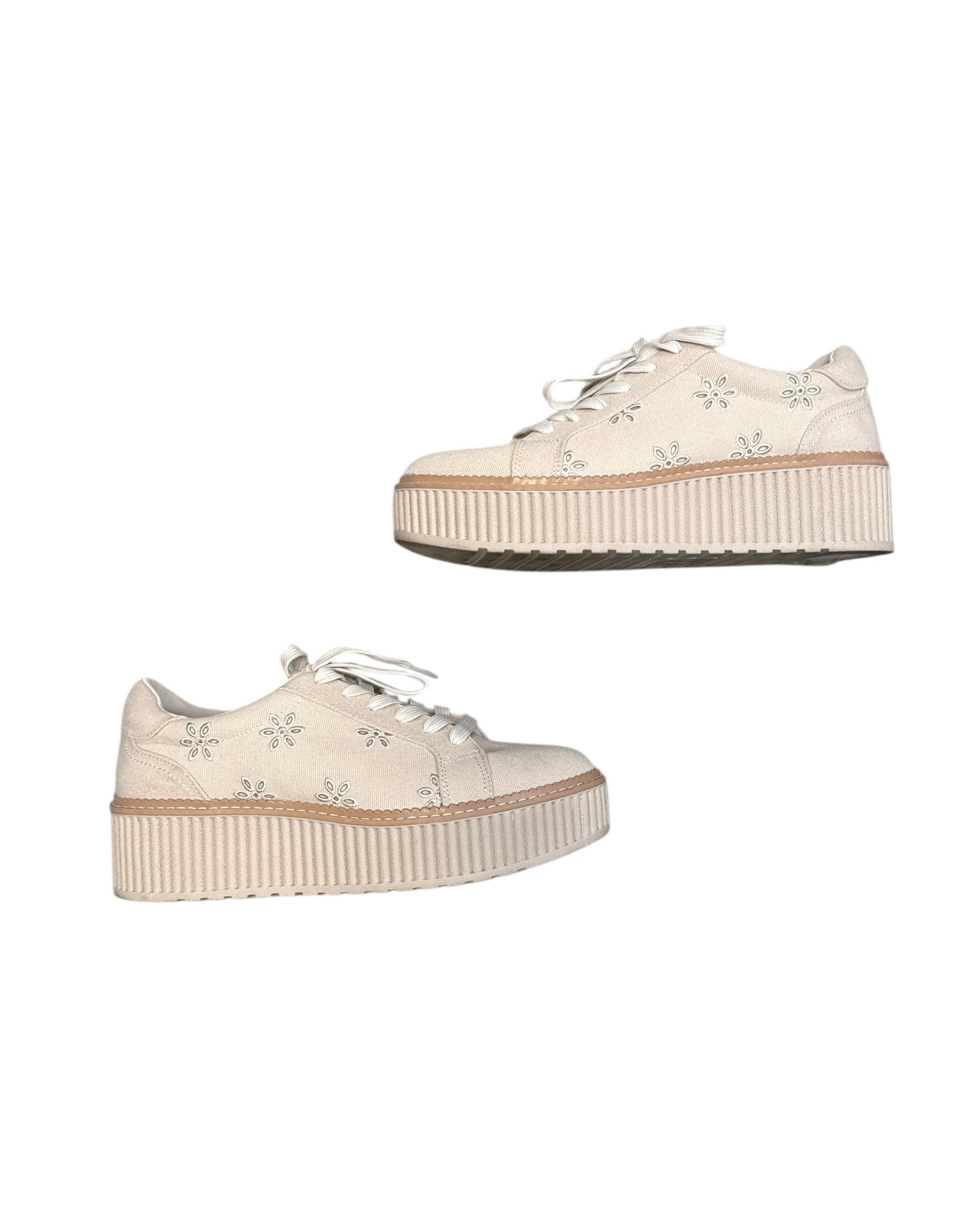 beige dolce vita floral platform sneakers, 9