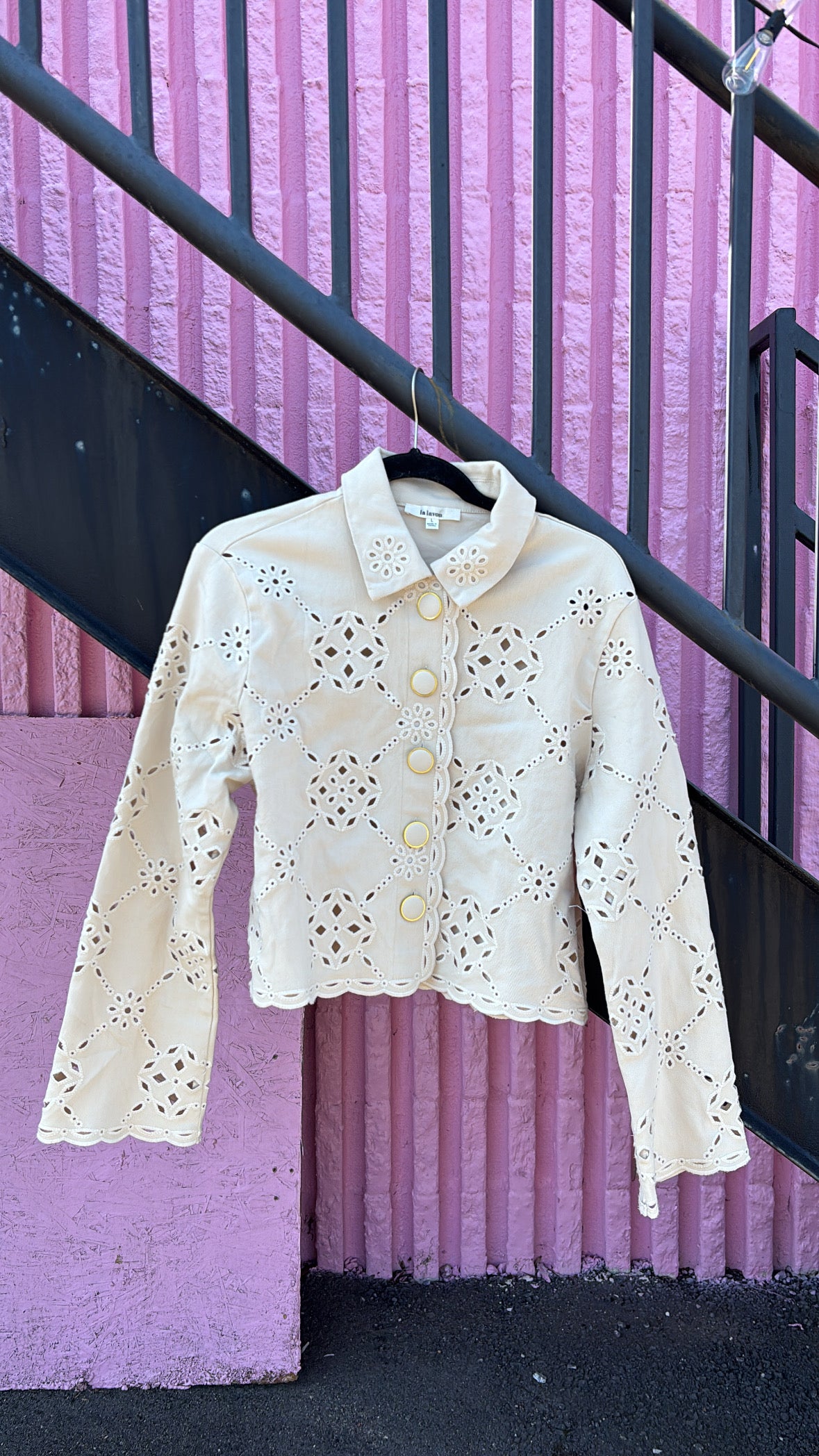 Beige La lavon Eyelet button down coat, L