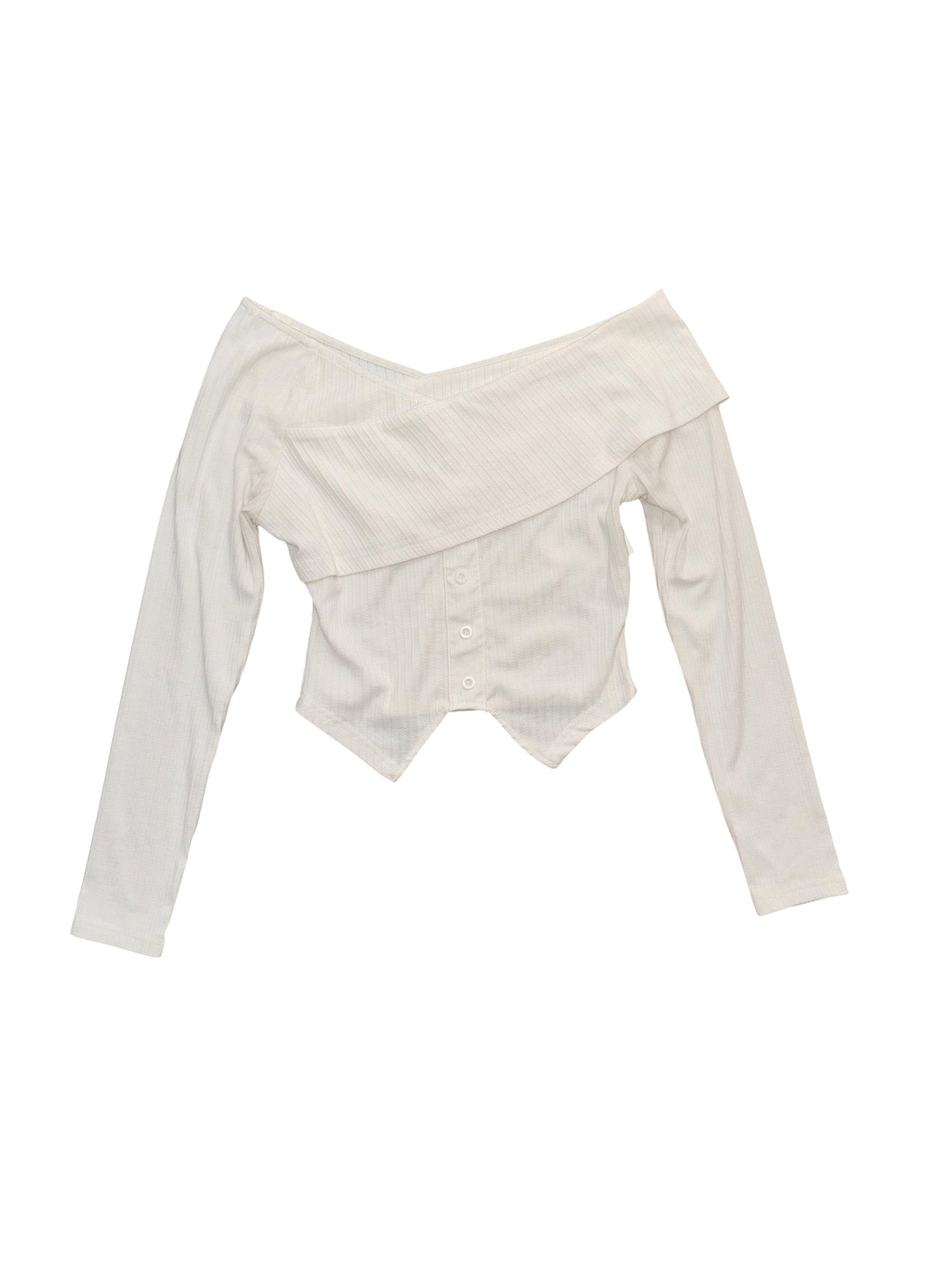 white princess polly asymmetrical v ls top, 8