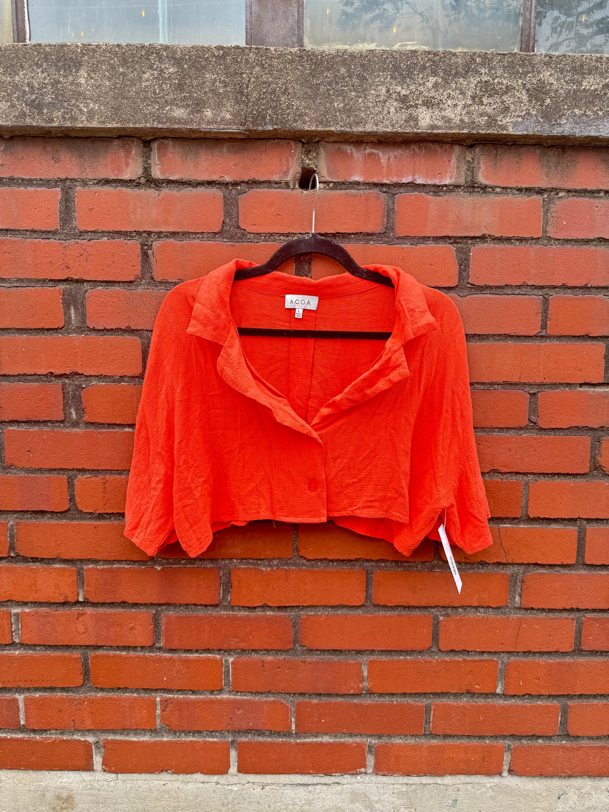 Orange Acoa Cropped button up ss, L