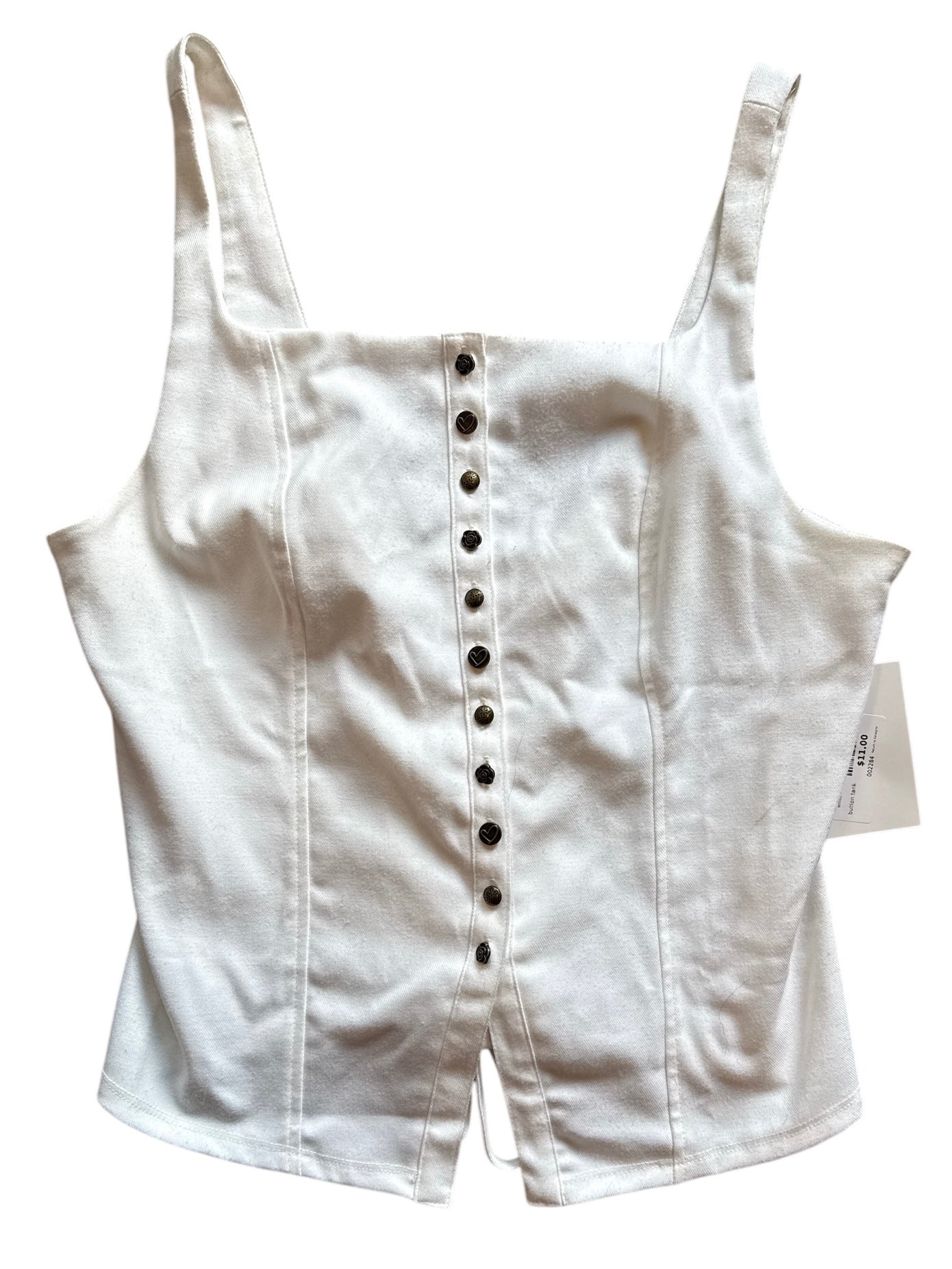 white free people button tank, m