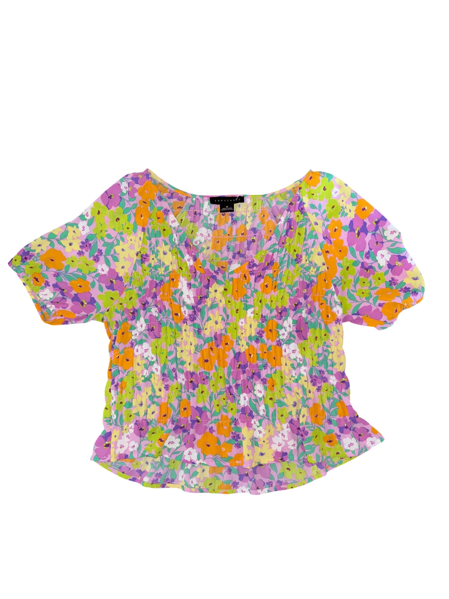 Multi sanctuary ruched floral print top, M