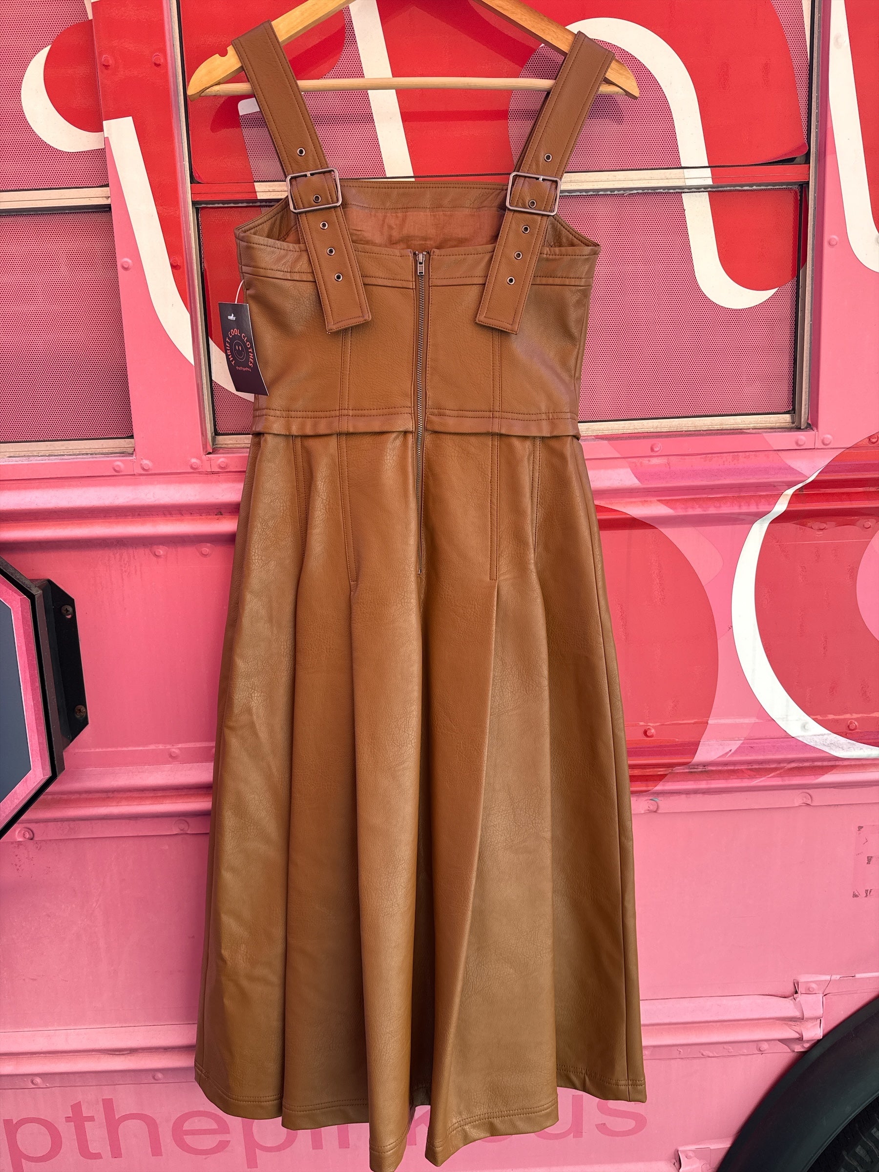 brown pilcro leather pleated dress, 2