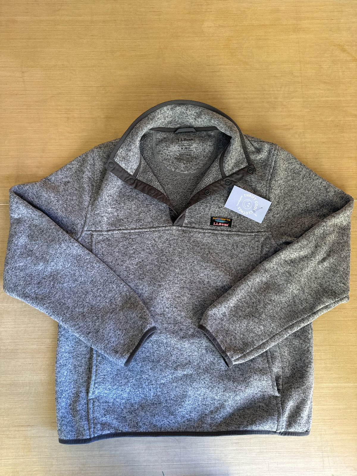 gray llbean pullover, m