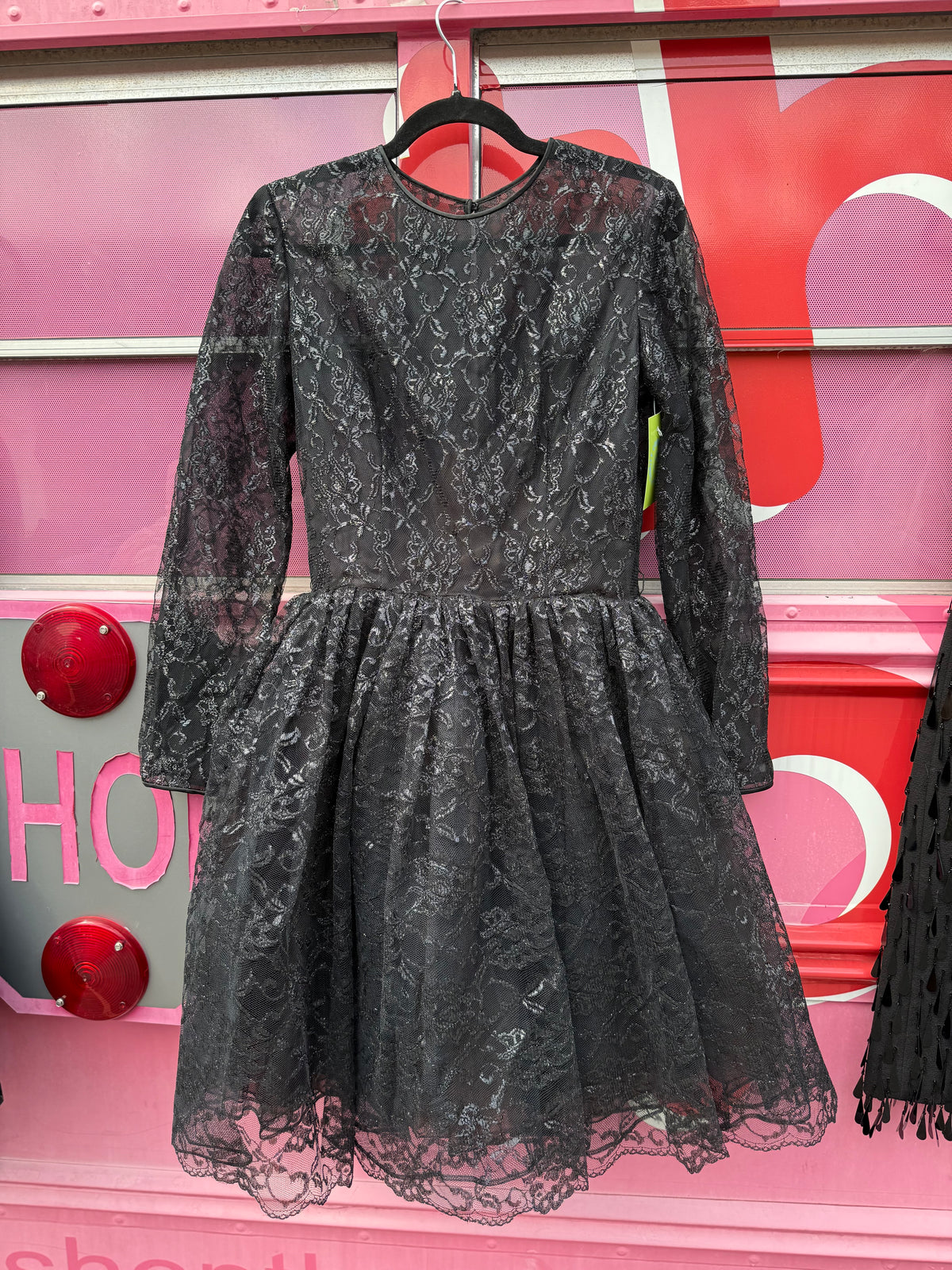 black oscar de la renta studio ls lace cocktail dress, 10