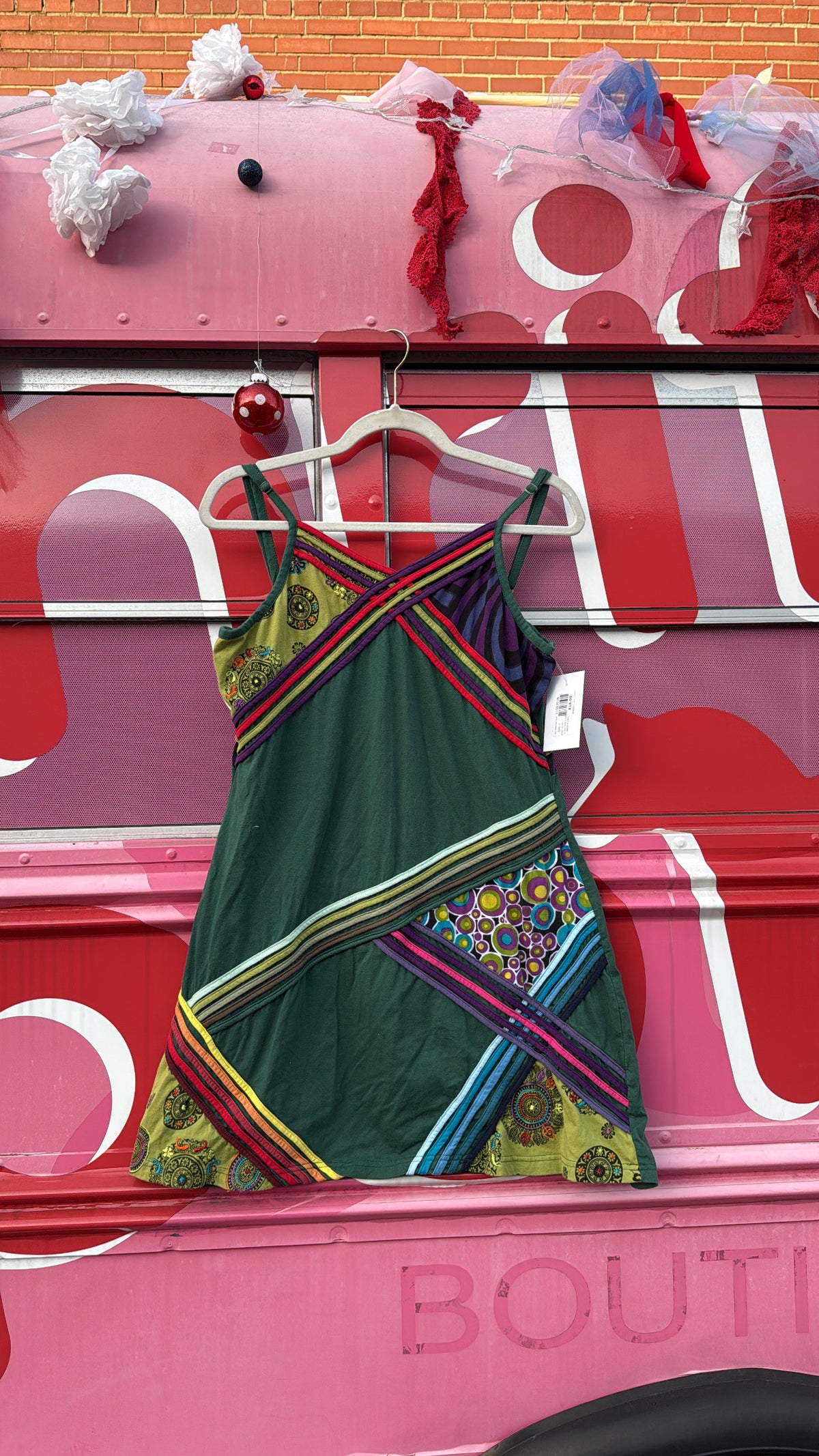 green purple red the collection royal crisscross multi pattern cami dress, L