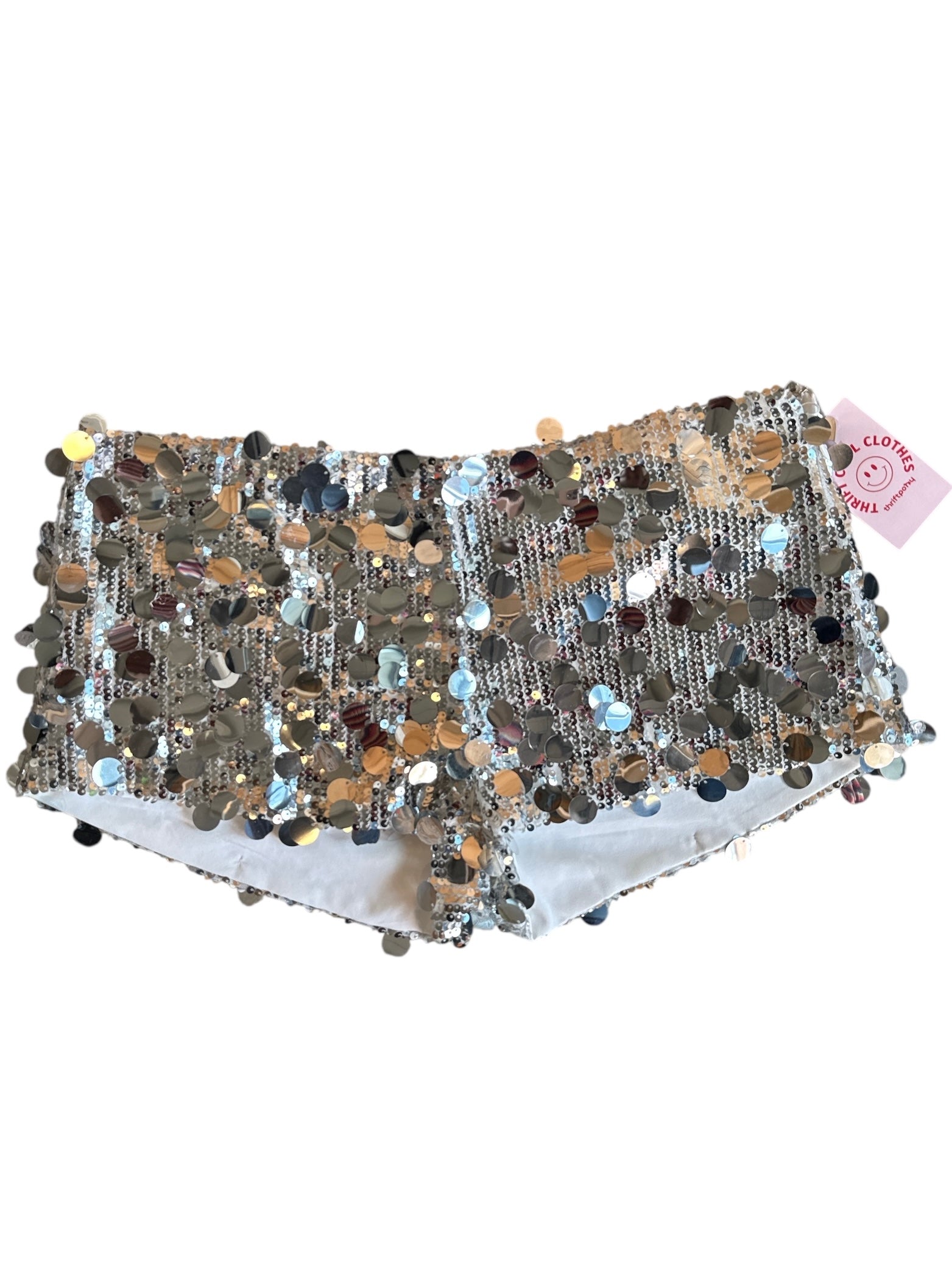 silver edikted large sequin shorts, xl