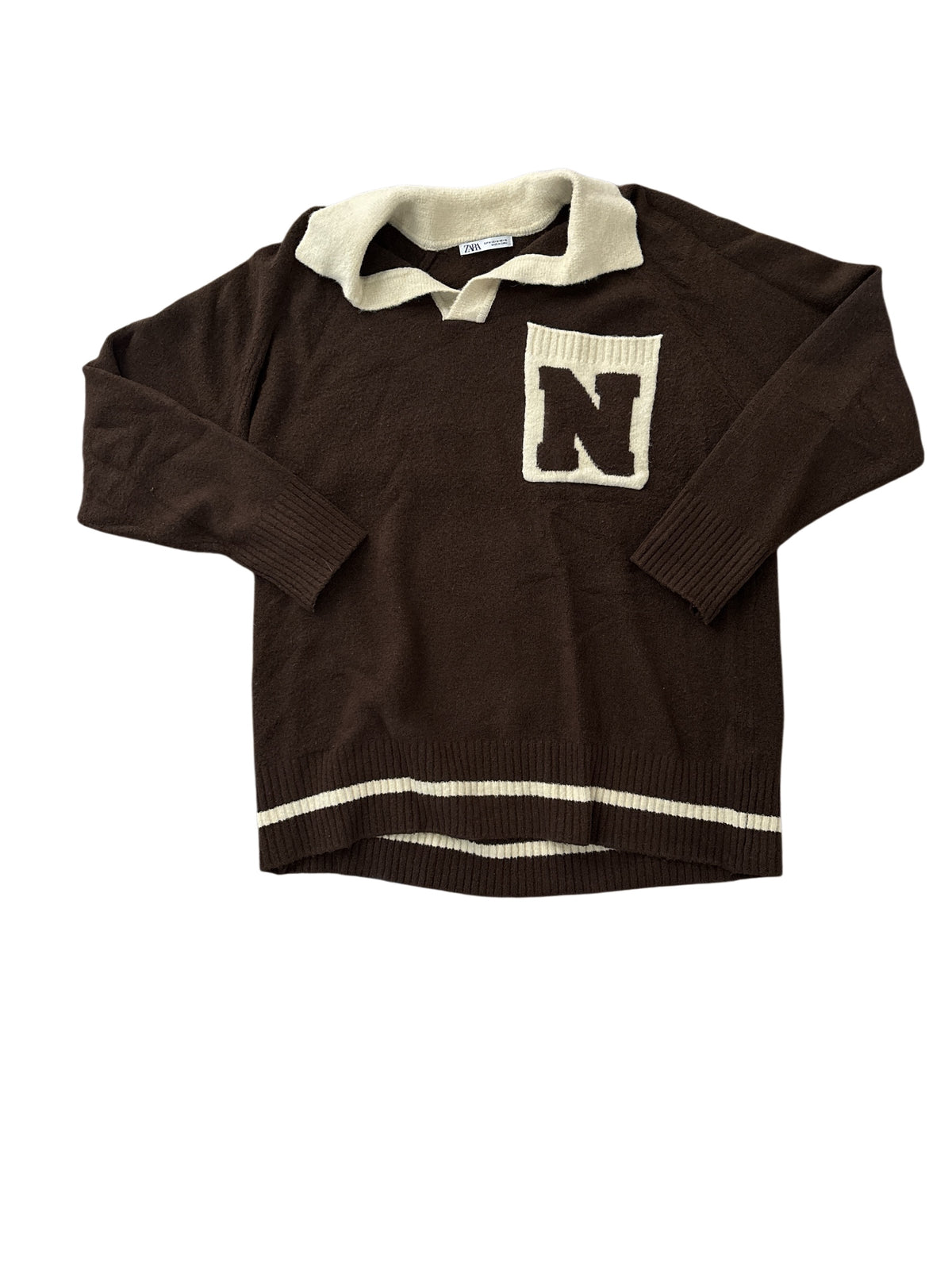 brown cream zara n pocket sweater, m
