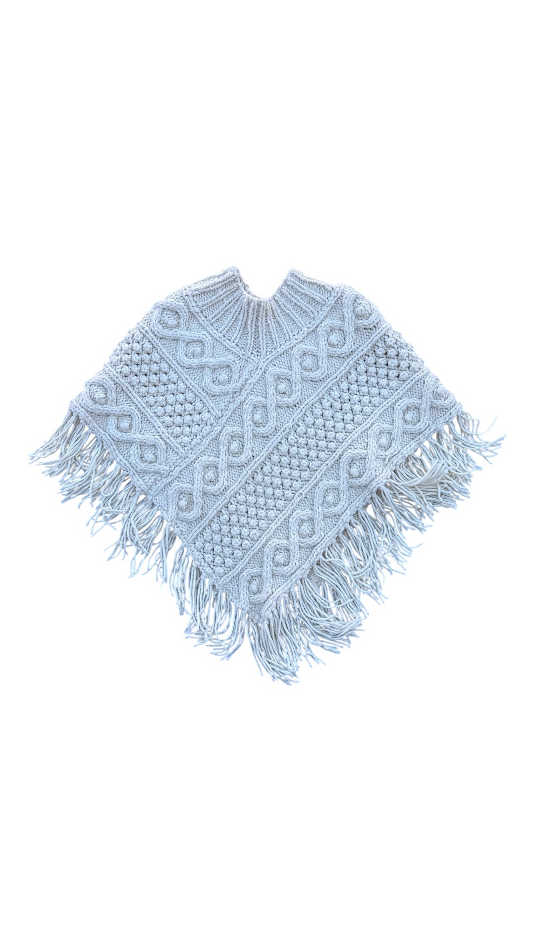 White Chunky knit poncho, S/M