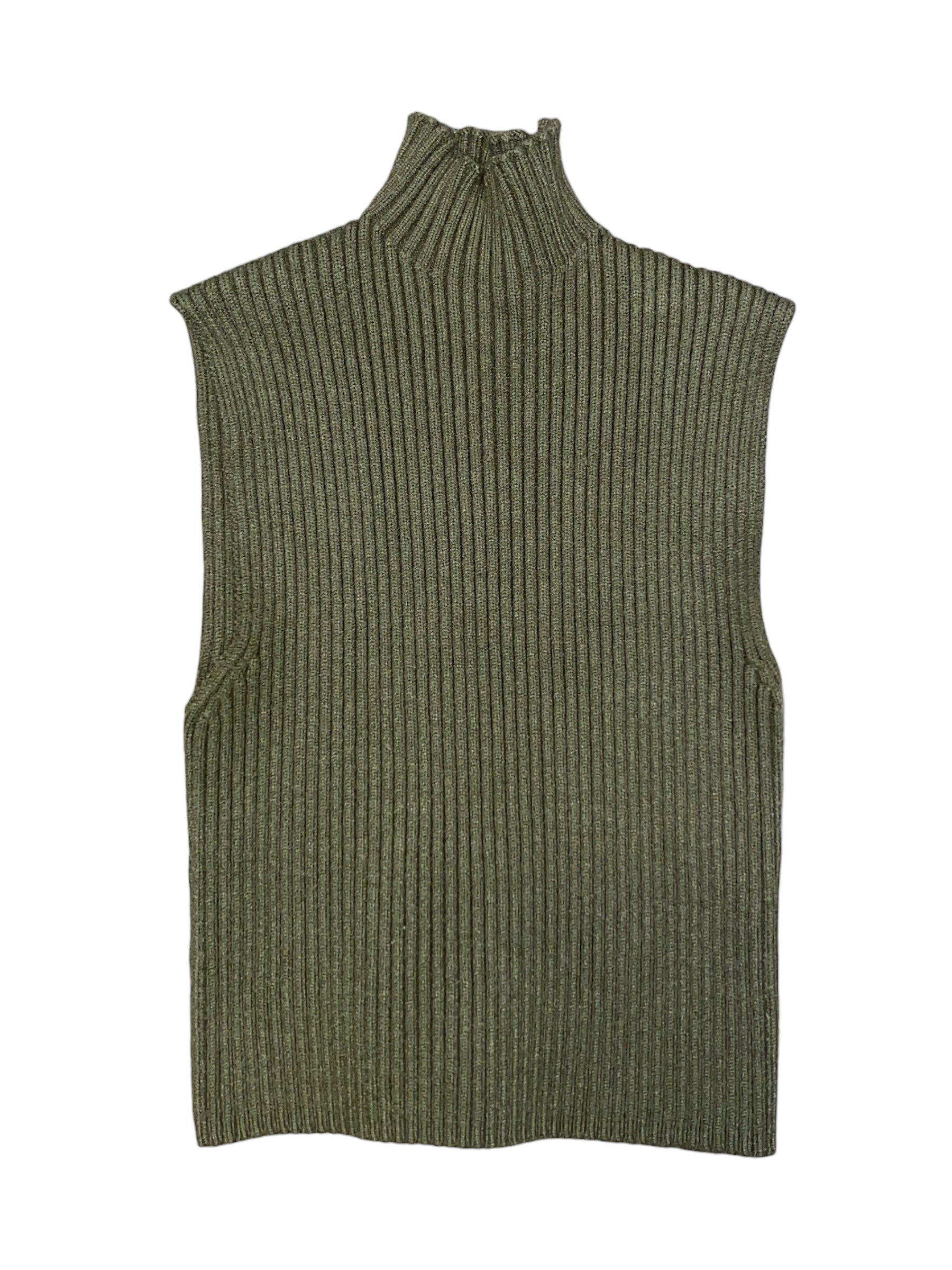 green zara knit turtleneck sleeveless, s
