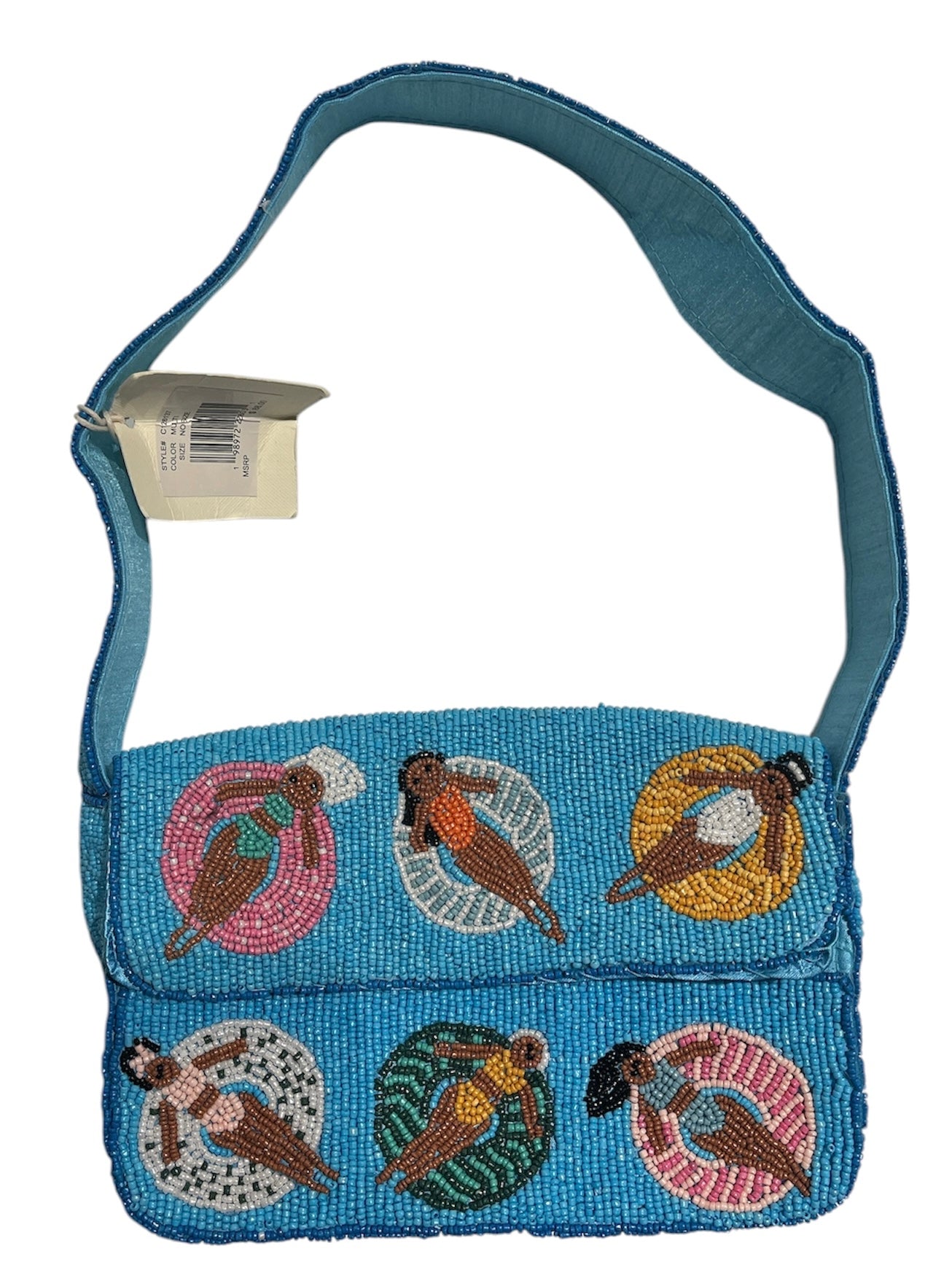 blue sol and mer beaded pool floaty handbag