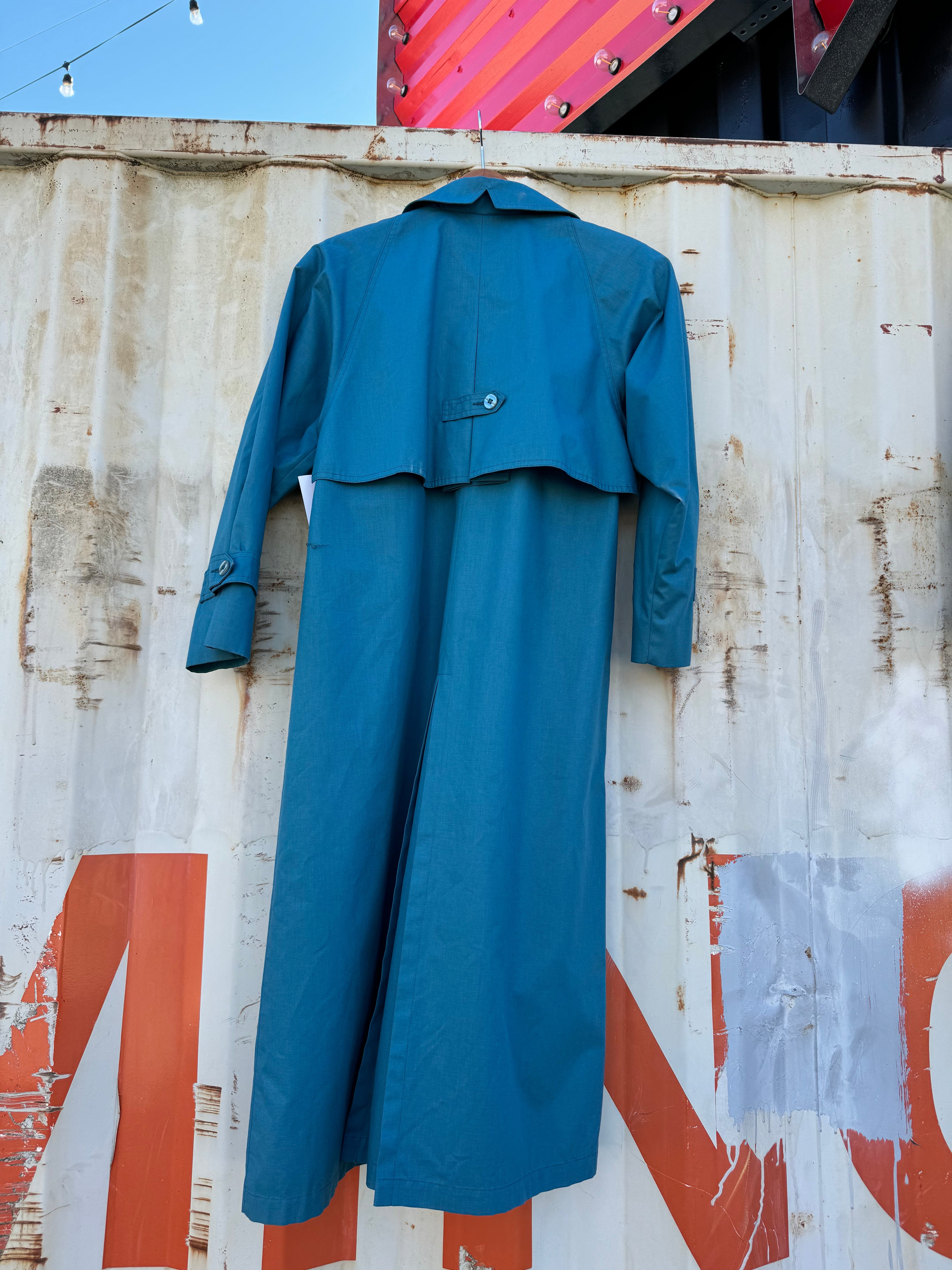 teal London Fog vtg trench coat, M