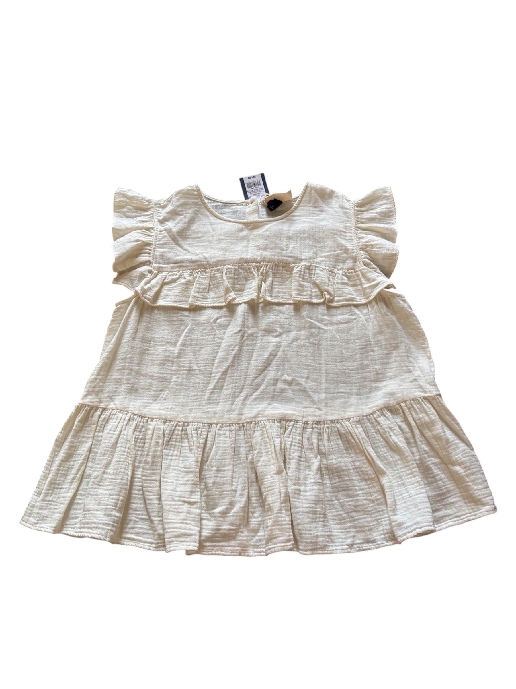 white universal thread frilled tiered tanktop with cap sleeve, XL