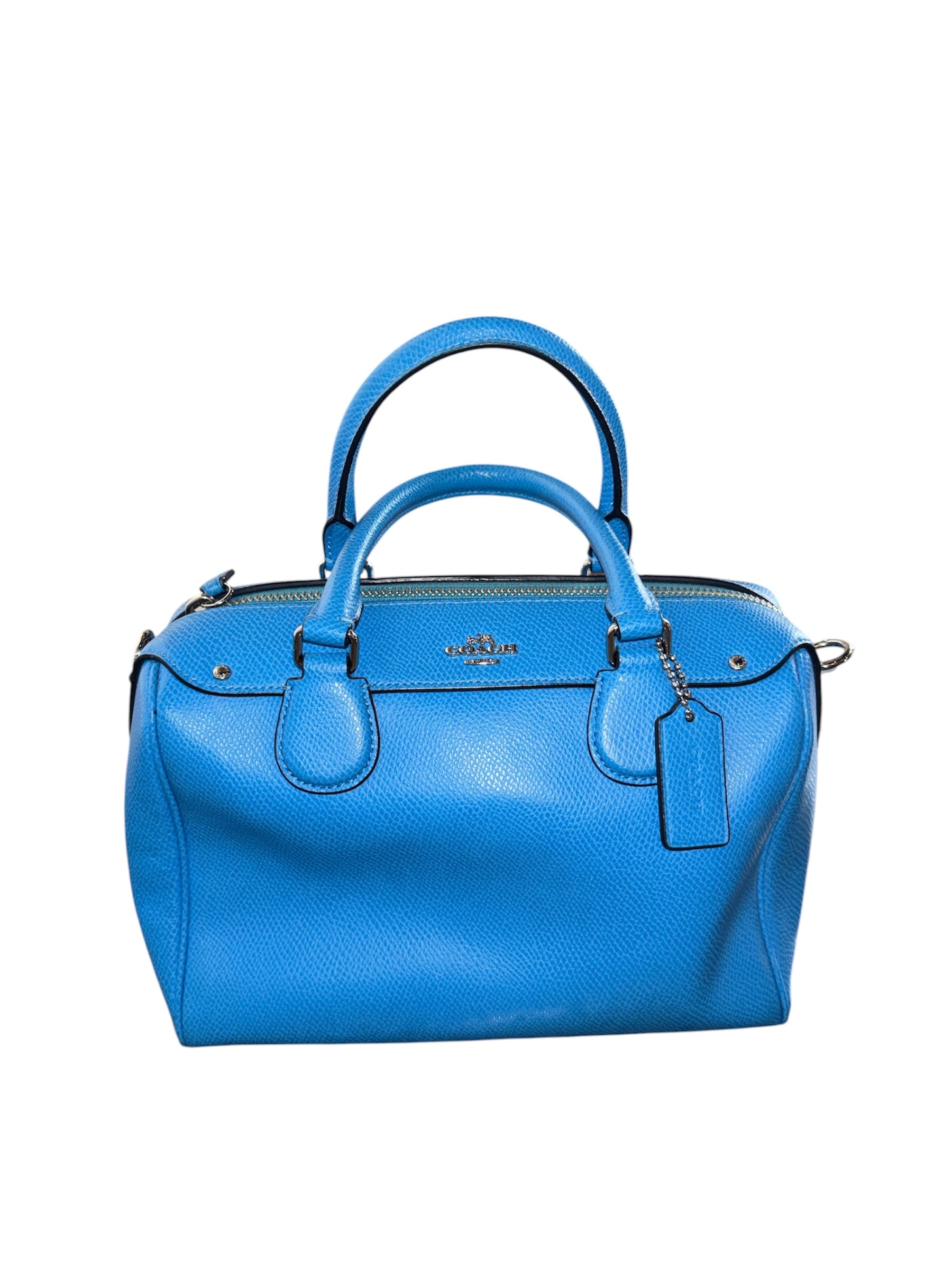 electric blue coach structured handbag