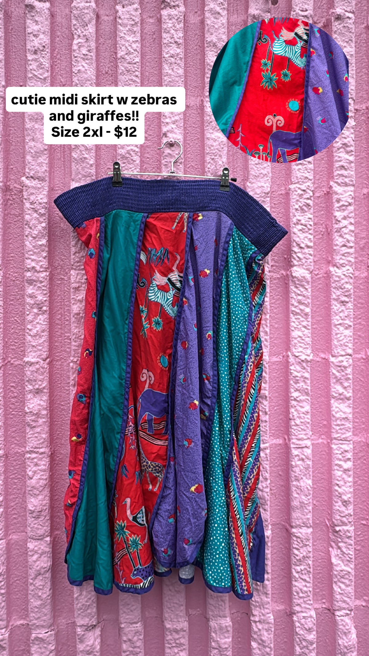 purple red blue jeanne marc multi patterned skirt 2xl