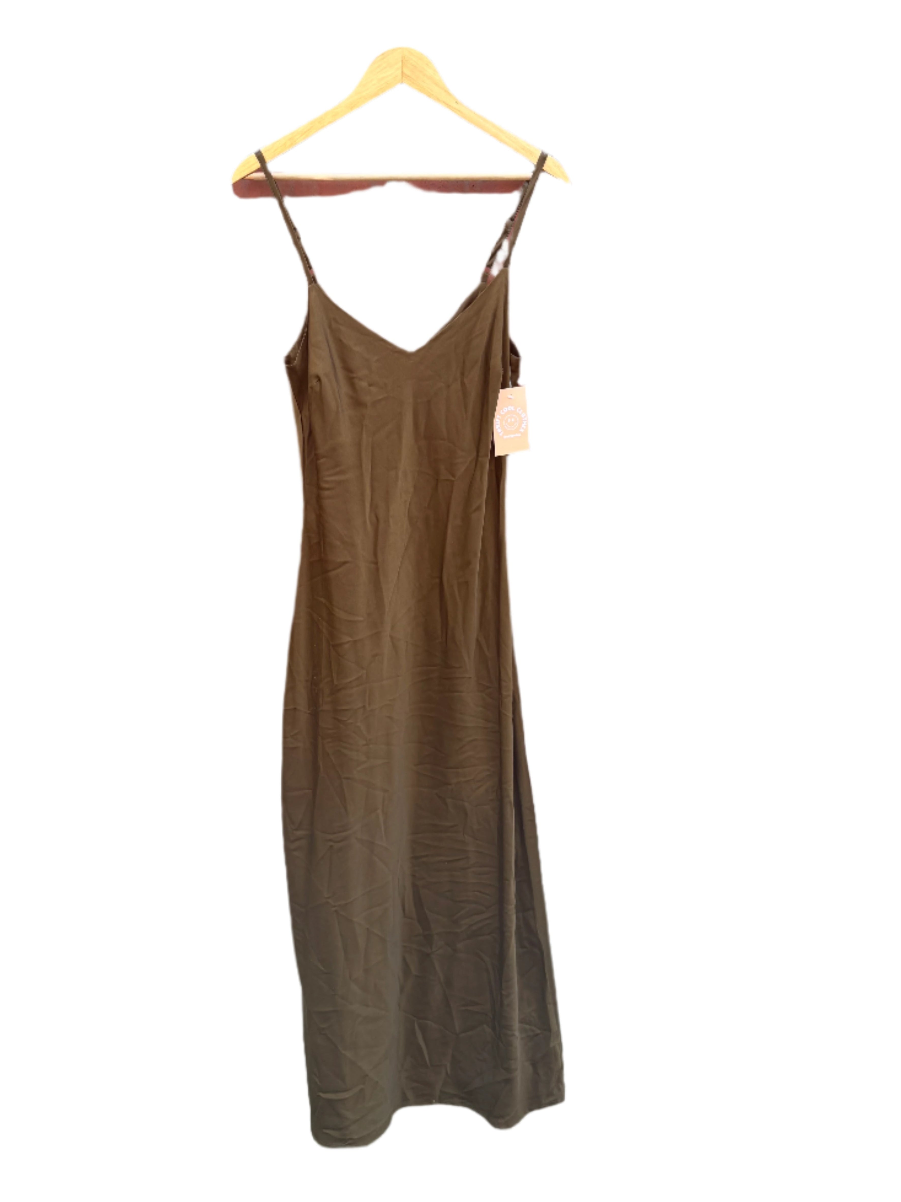 green sanctuary silky tank midi dress, m