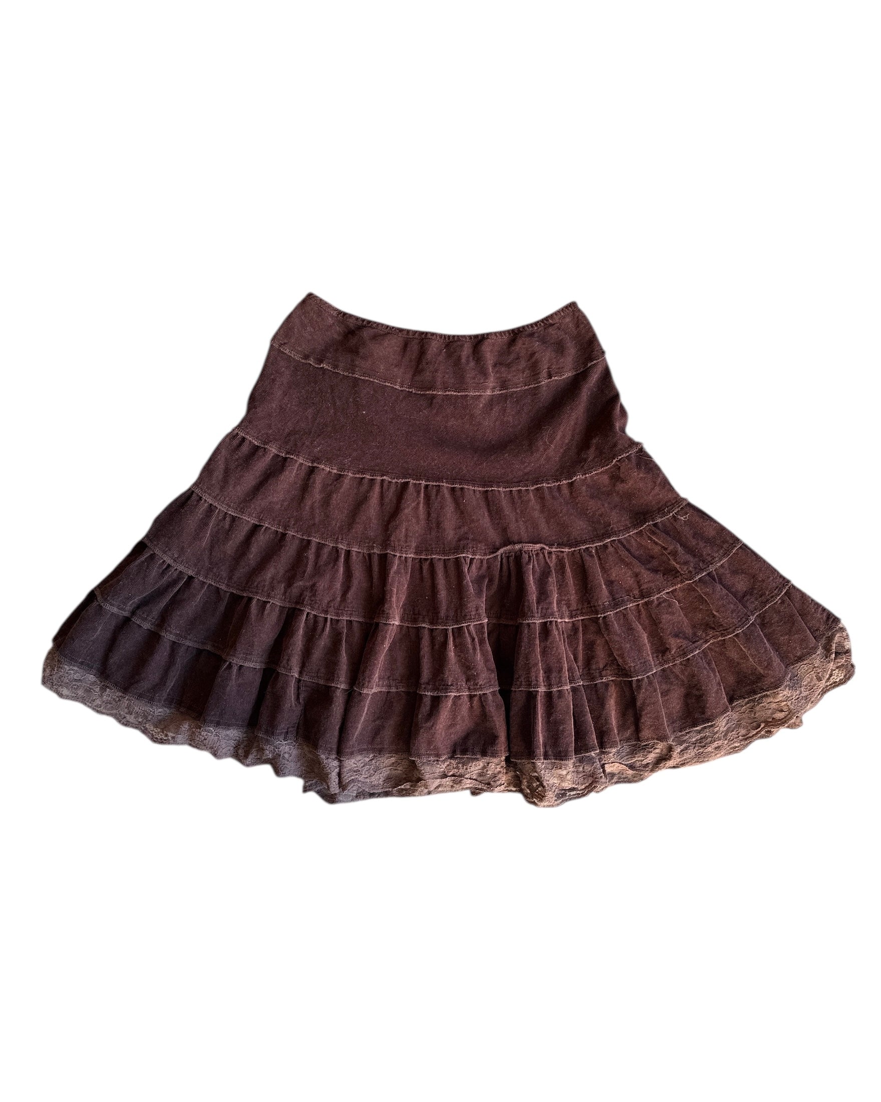 brown an'ge velour ish frocked skirt, s