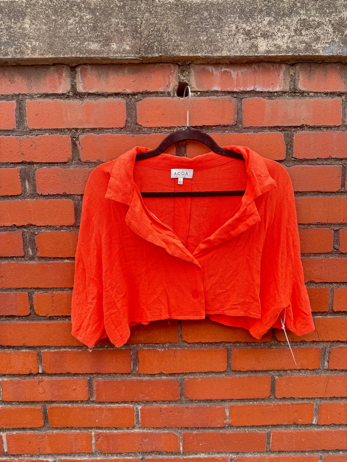 Orange Acoa Cropped button up ss, L