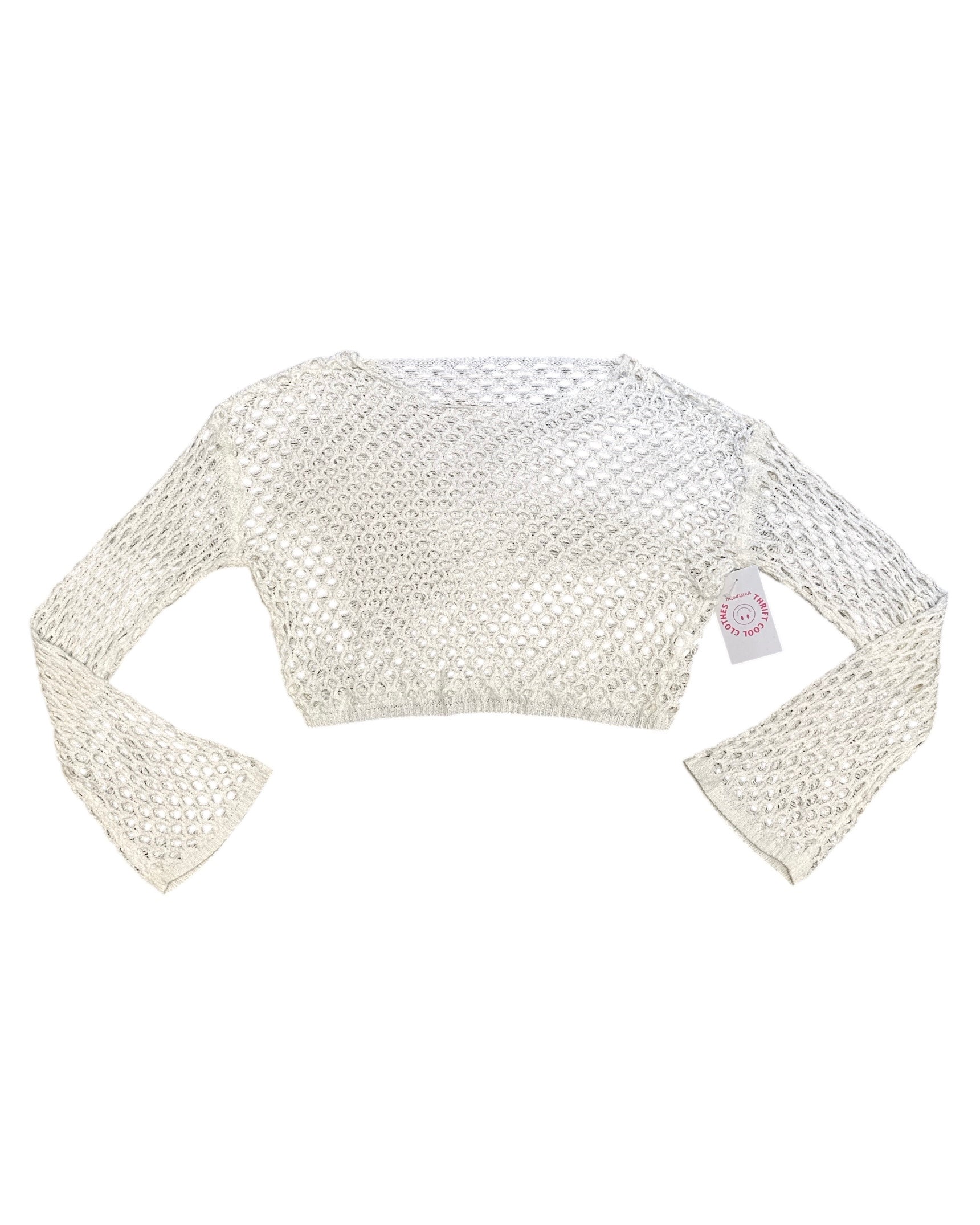 Cream Cropped loose knit sweater