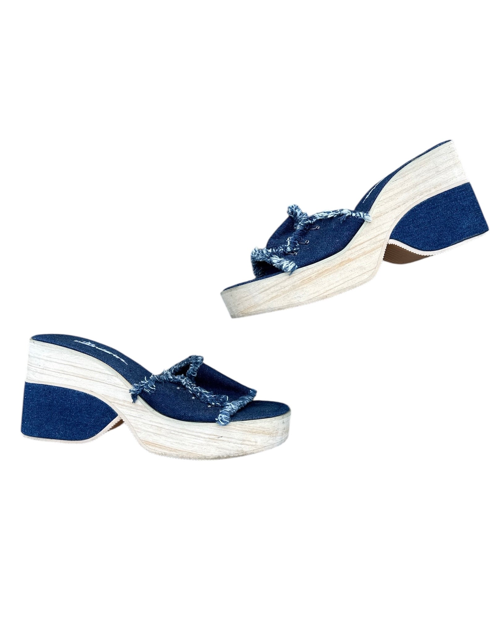 blue nobo platform denim sandals, 9
