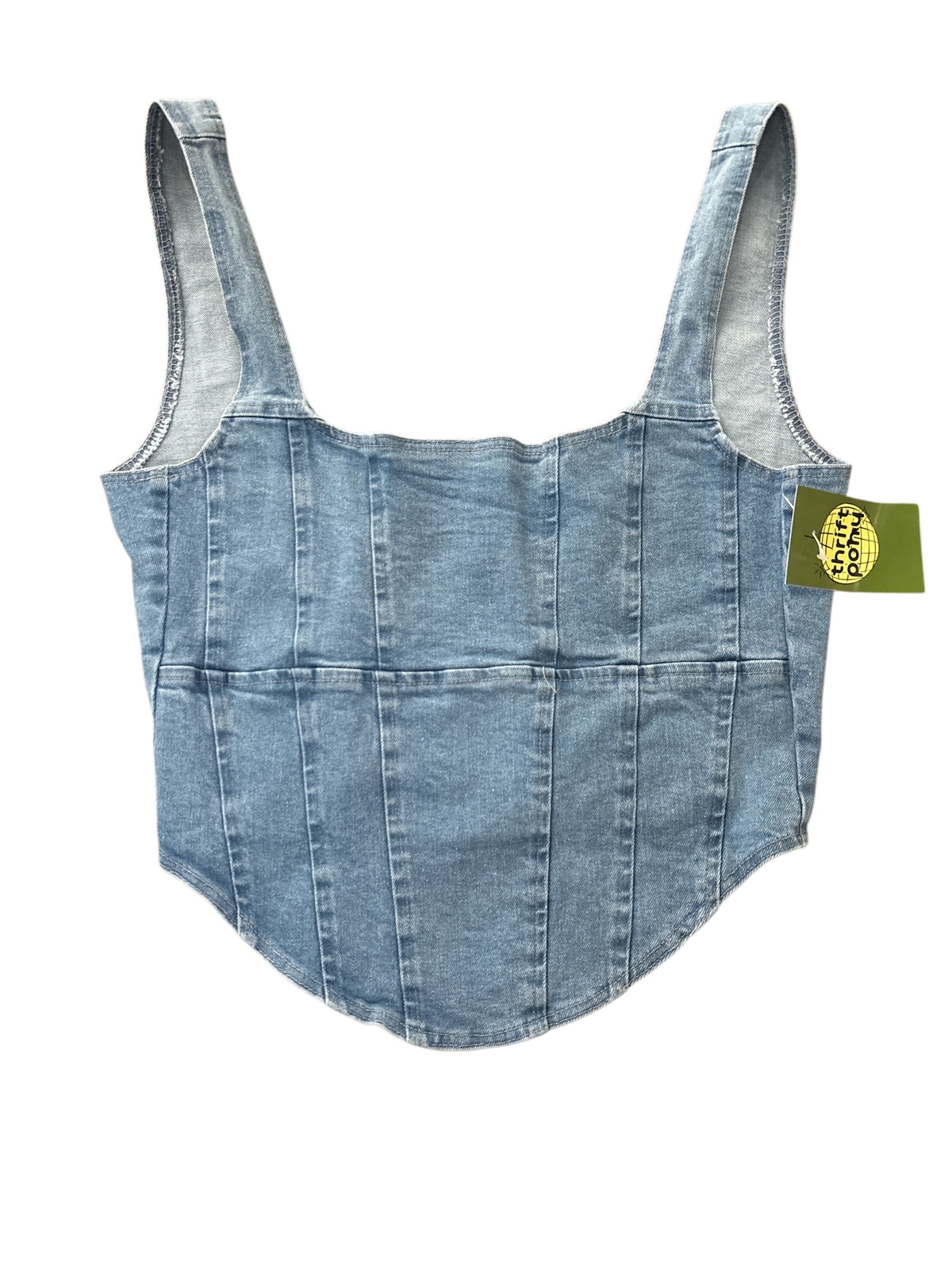 blue OW denim crop lop, L