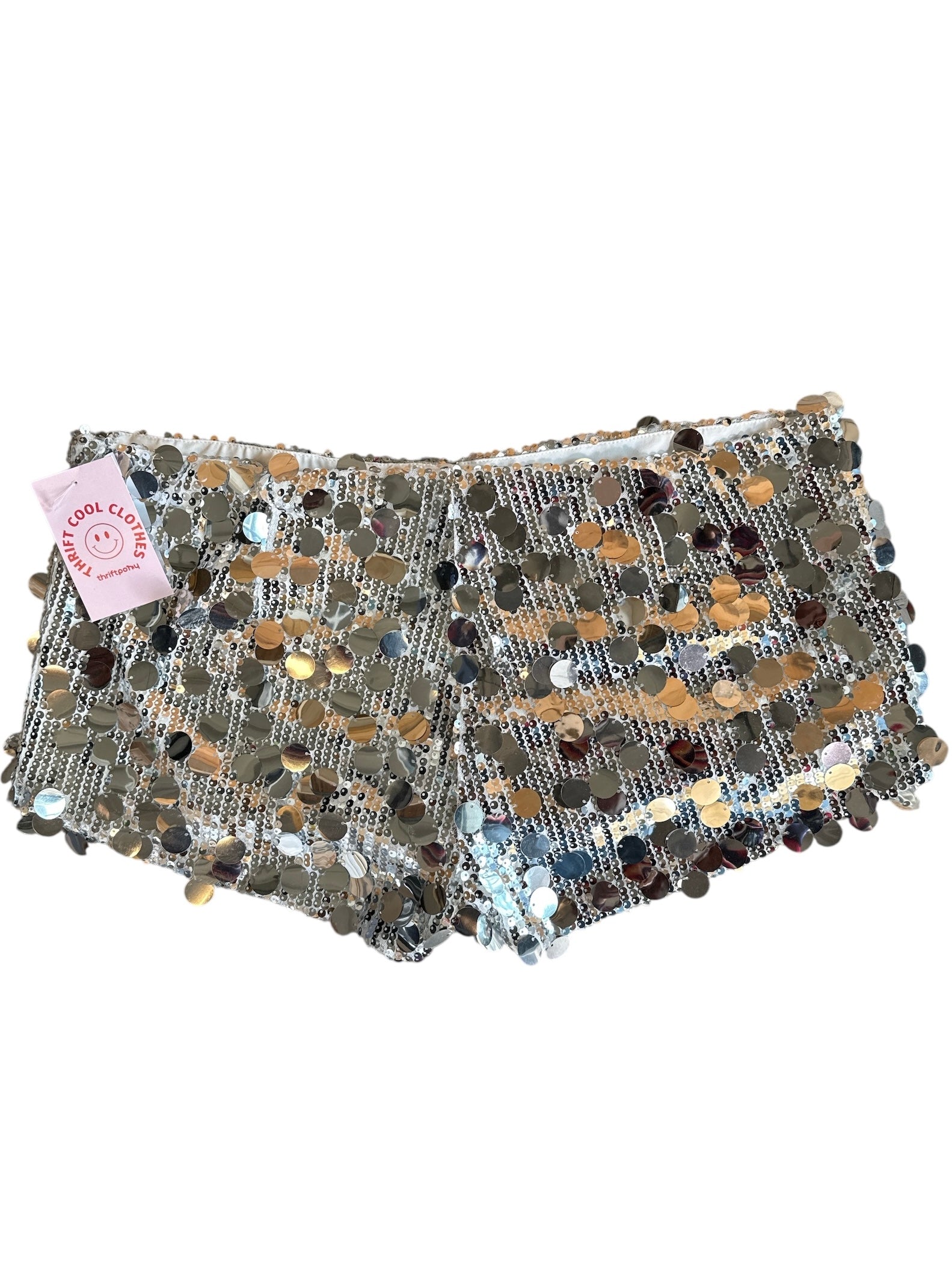silver edikted large sequin shorts, xl