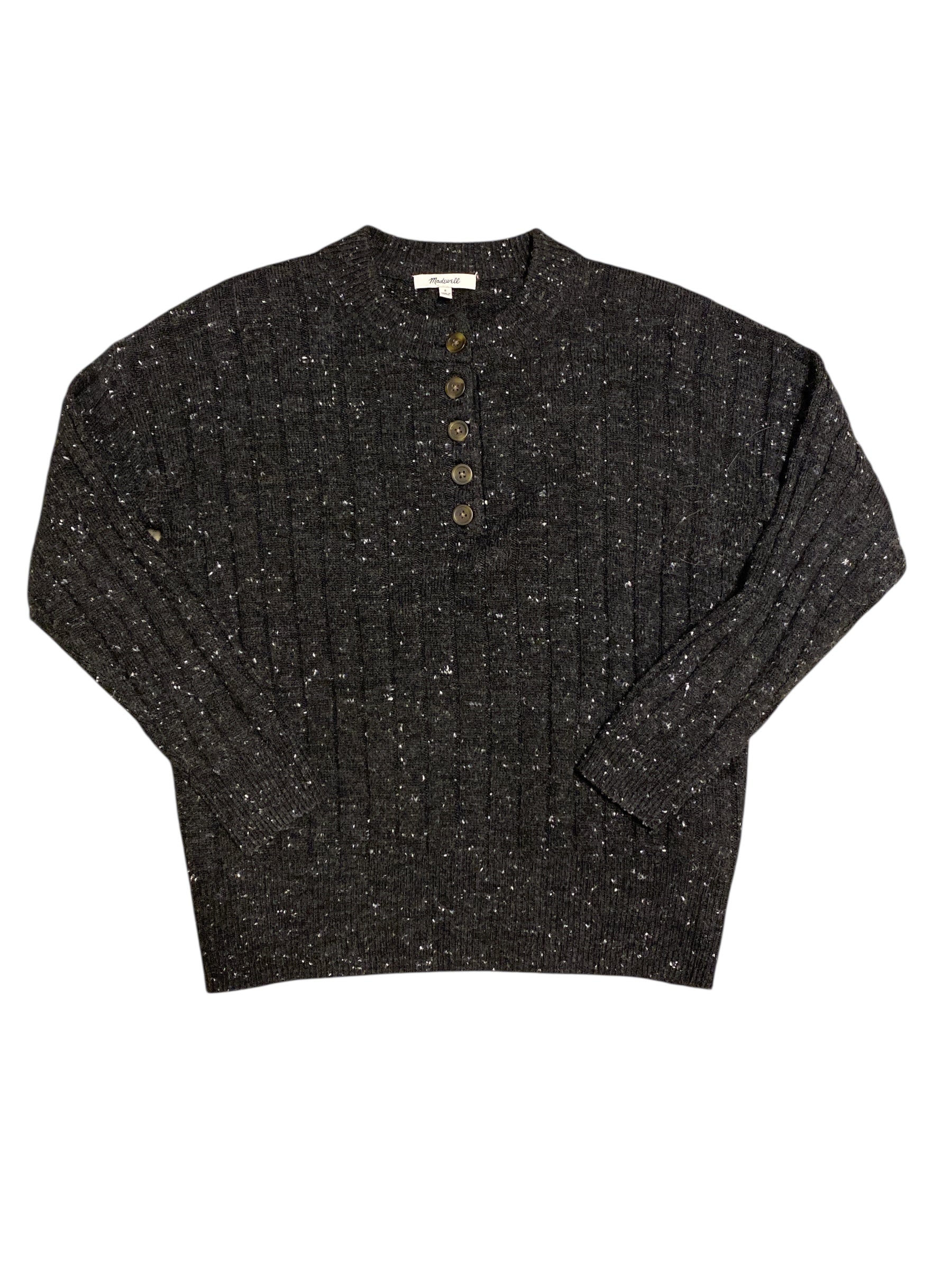 gray madewell quarter button sweater, s