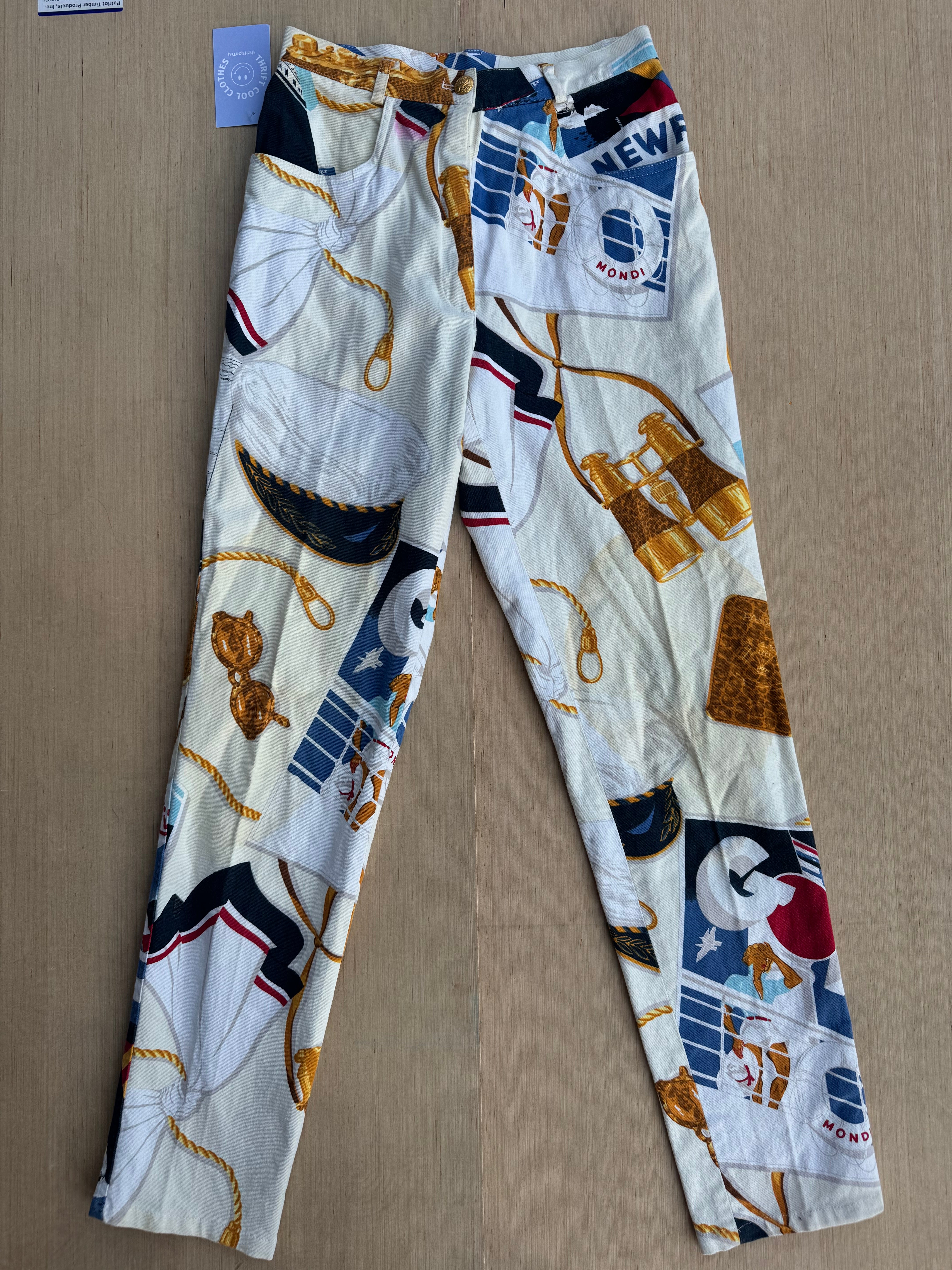 creme mondi graphic pants, xs