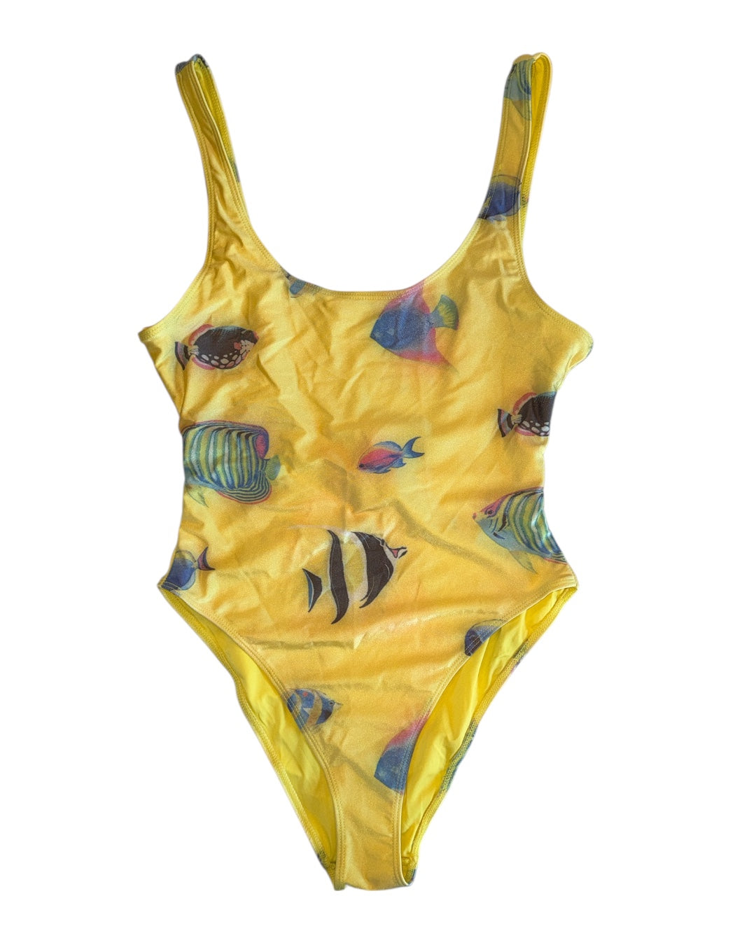 yellow multi forever 21 fish one piece, s