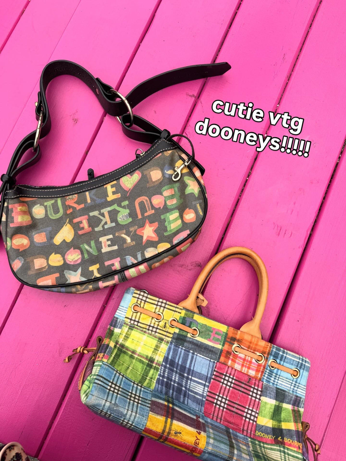 Blue green yellow multi Dooney & burke Plaid picnic ant purse
