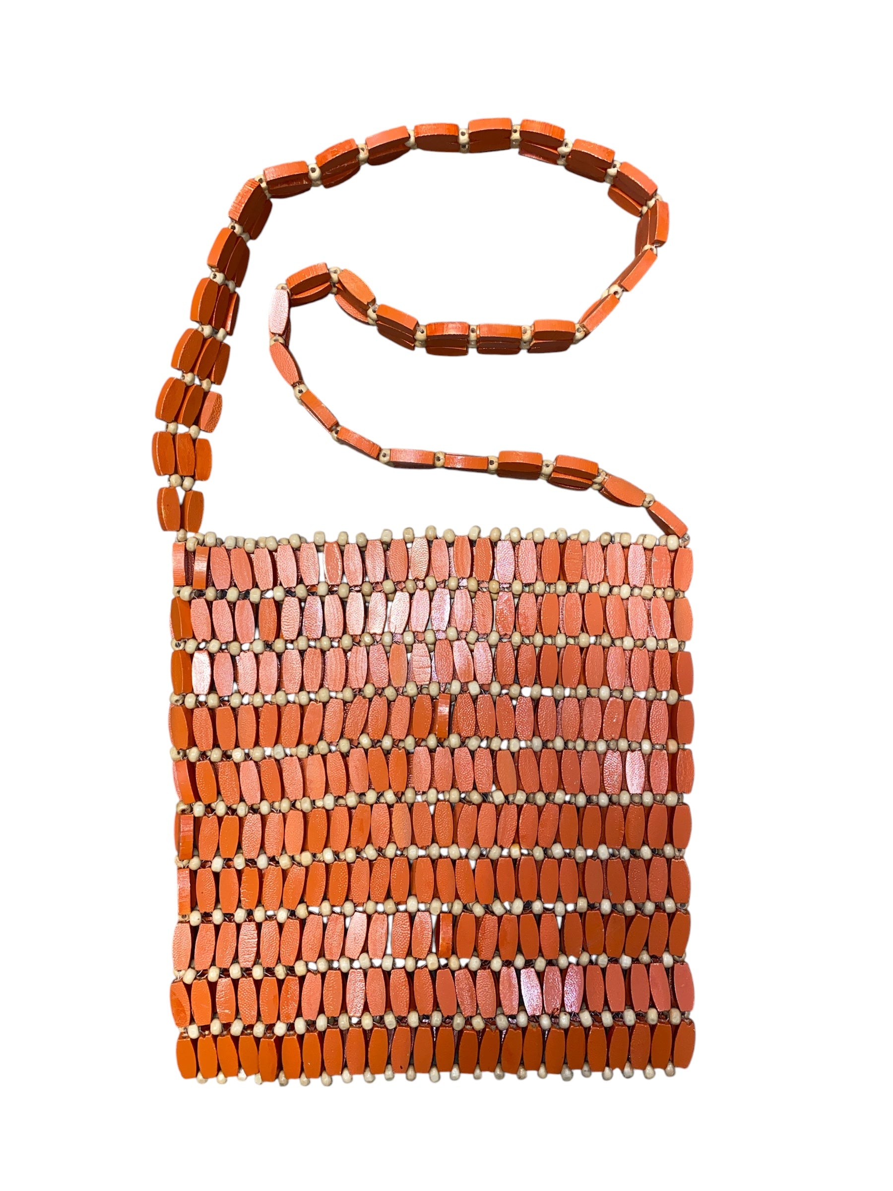 Orange brown Wooden bead bag