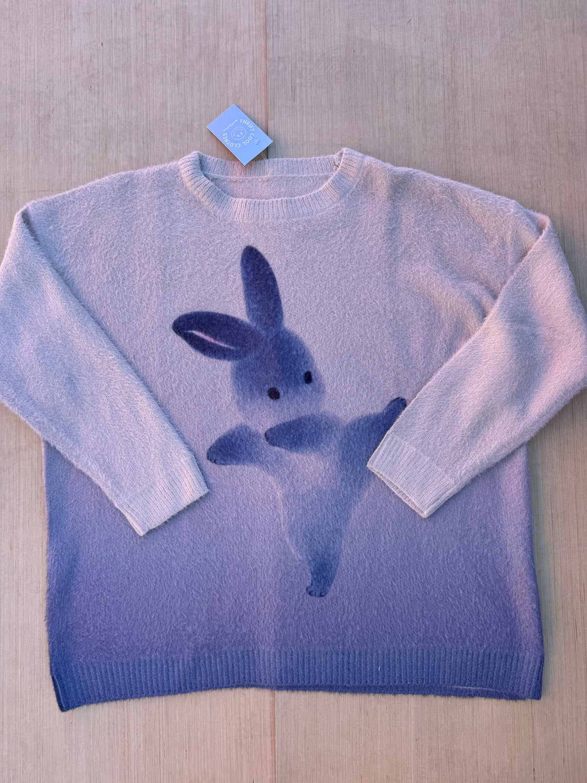 beige bllue bunny sweater, 2xl