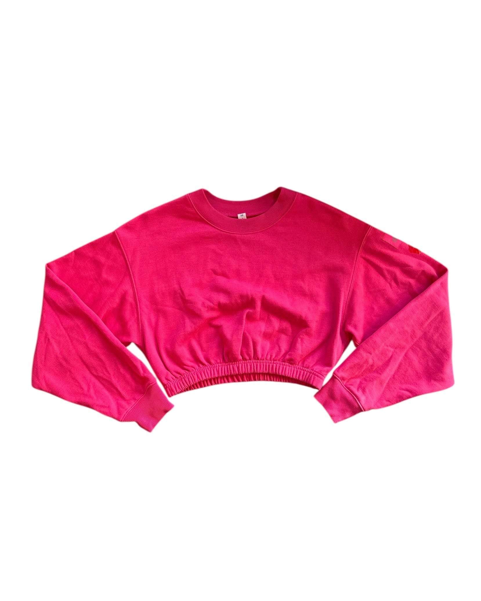 pink alo cropped active crewneck, xs
