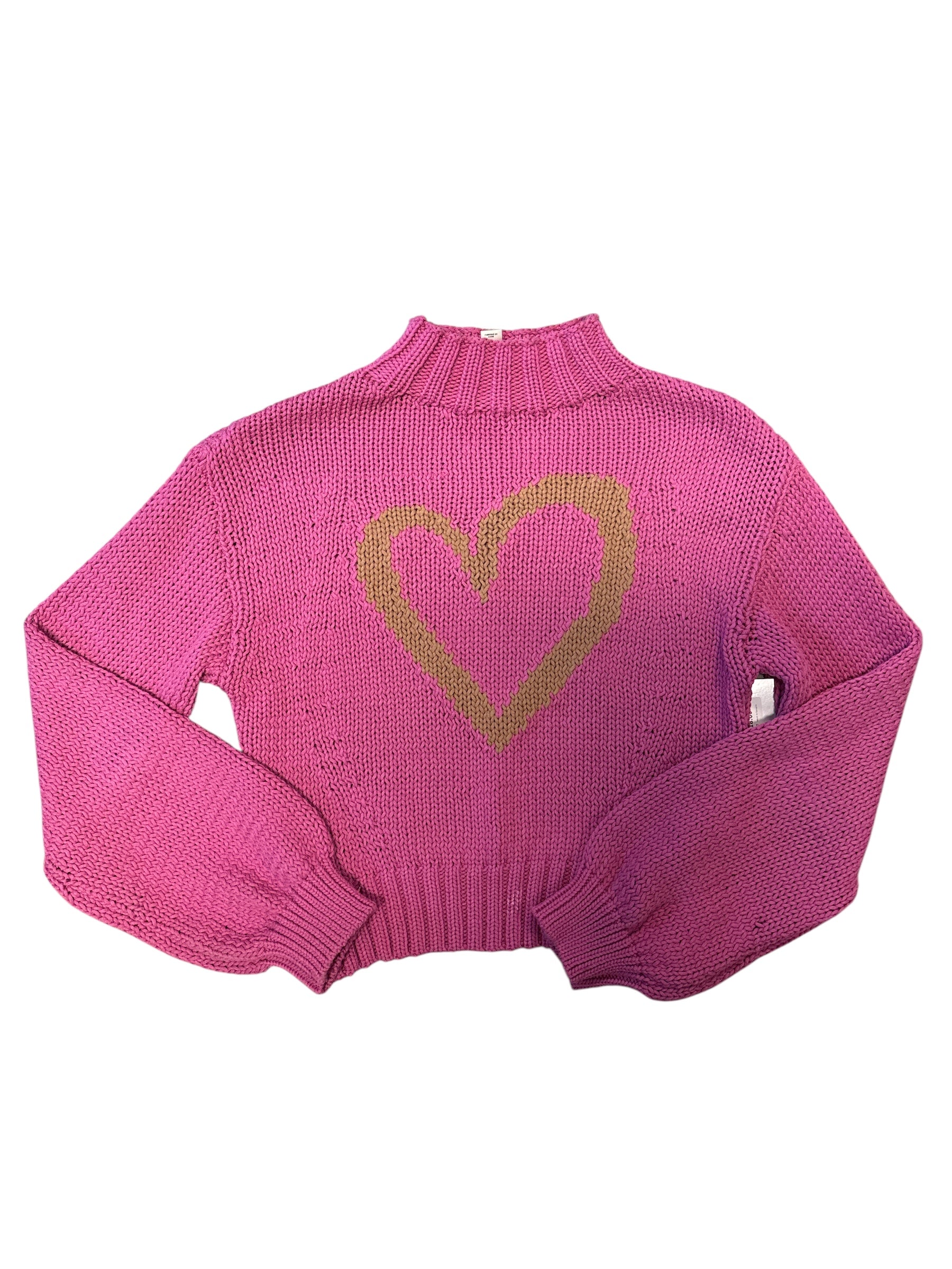 pink maeve heart sweater, xxs