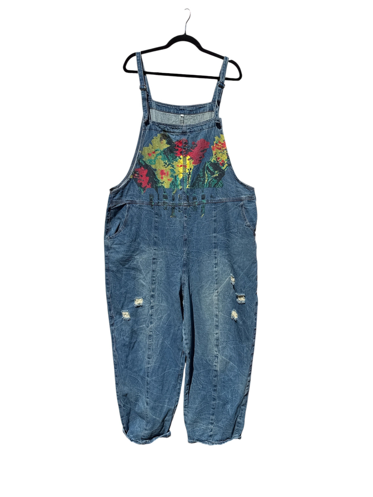 Blue Paint denim overalls, 2XL