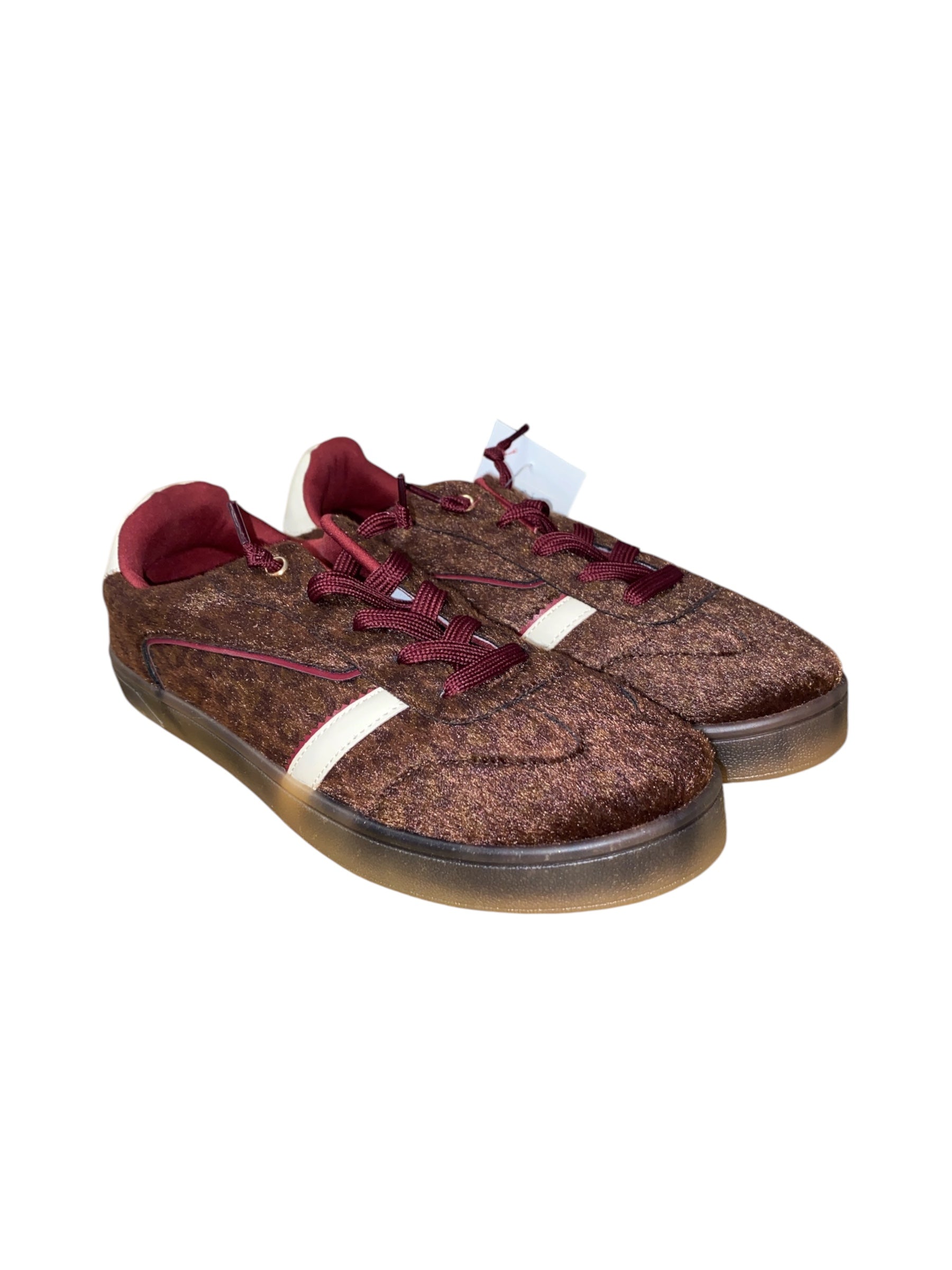 brown mauve jellypop fuzzy tennis shoes, 9