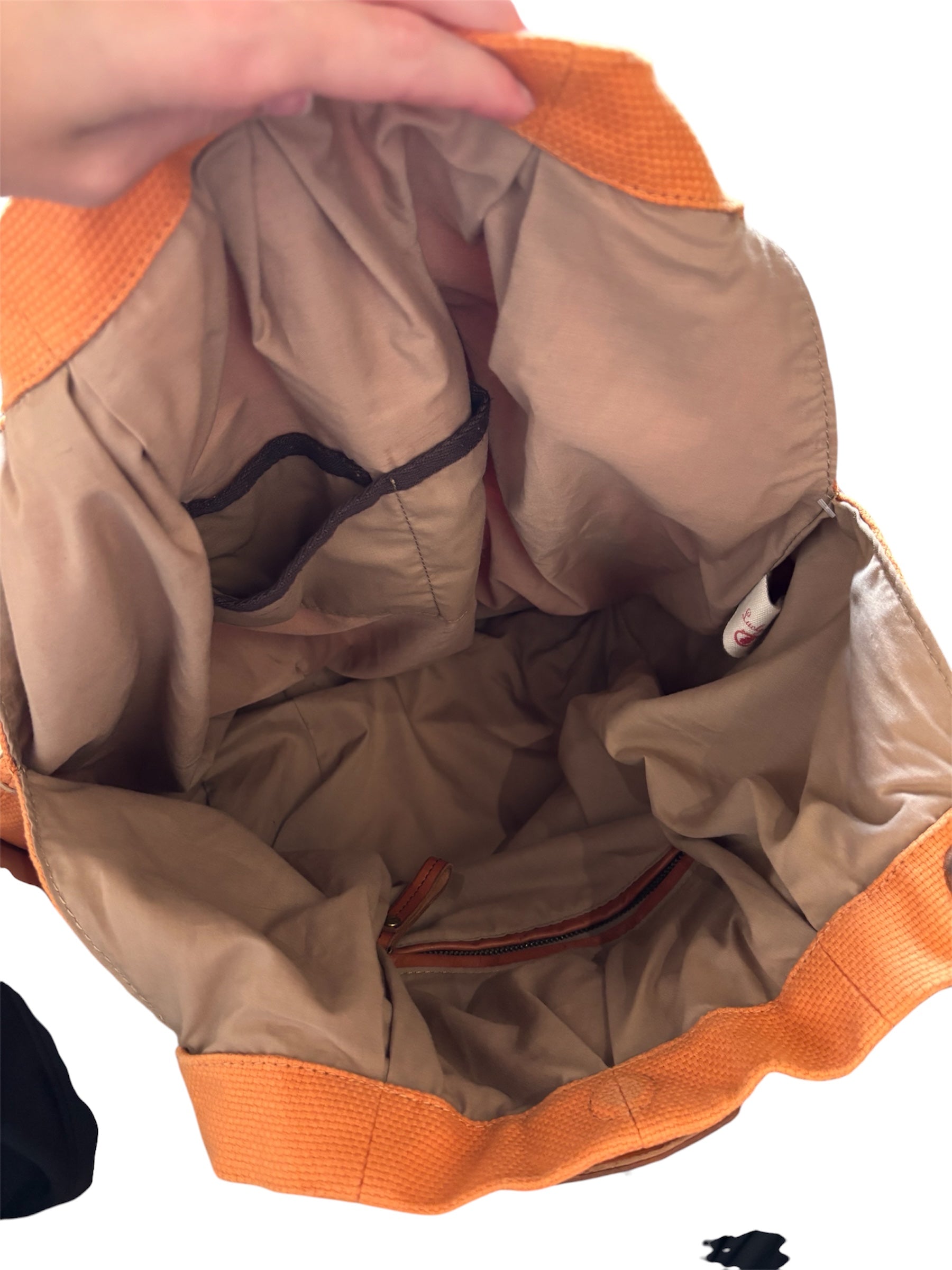 orange lucky brands textured slouchy bag